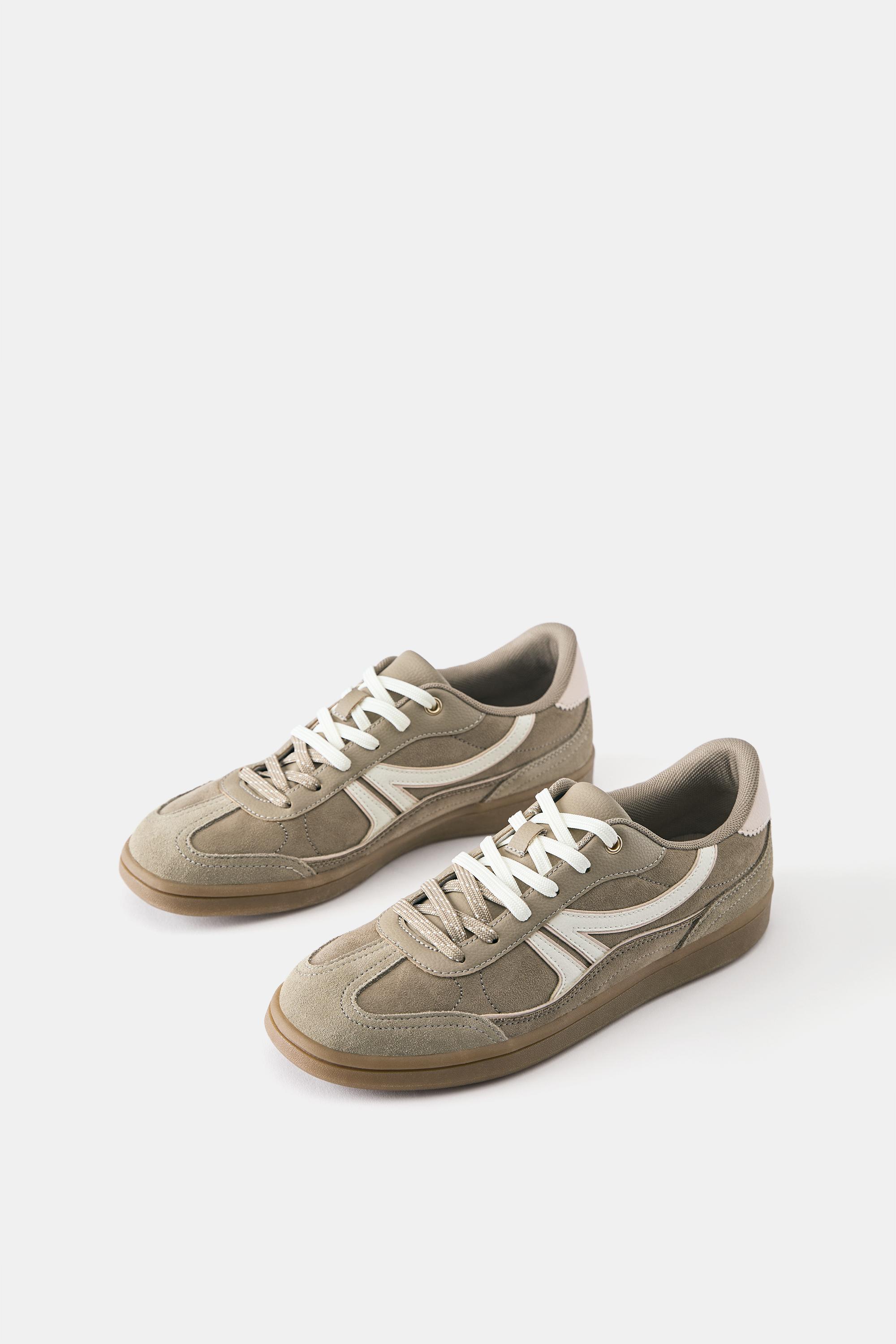 Lace-up retro trainers — Brown