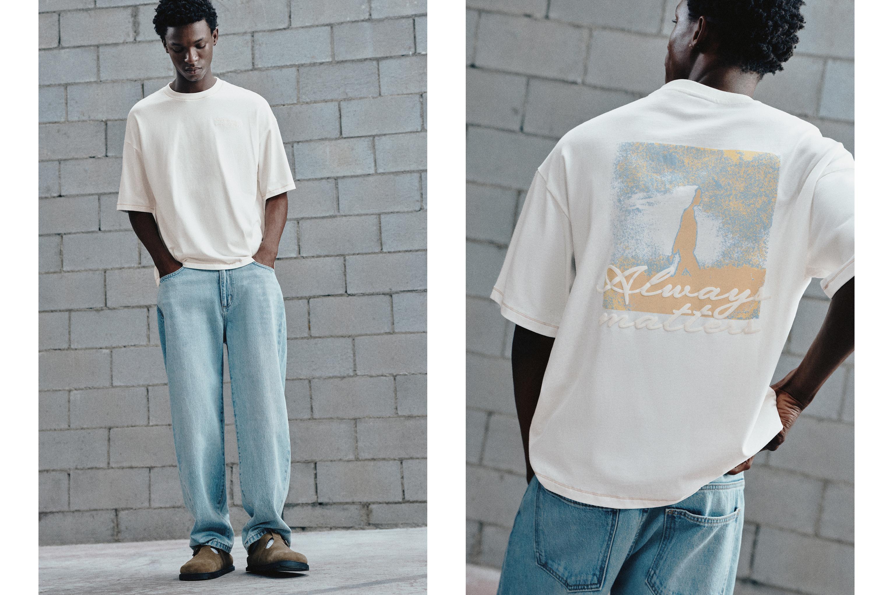 Embroidered graphic T-shirt — Ecru