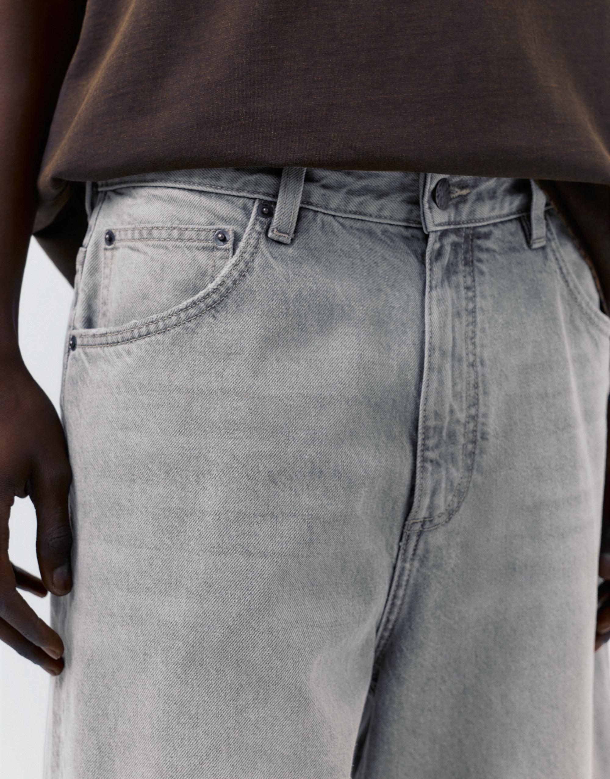 Baggy denim Bermuda shorts — Dark grey