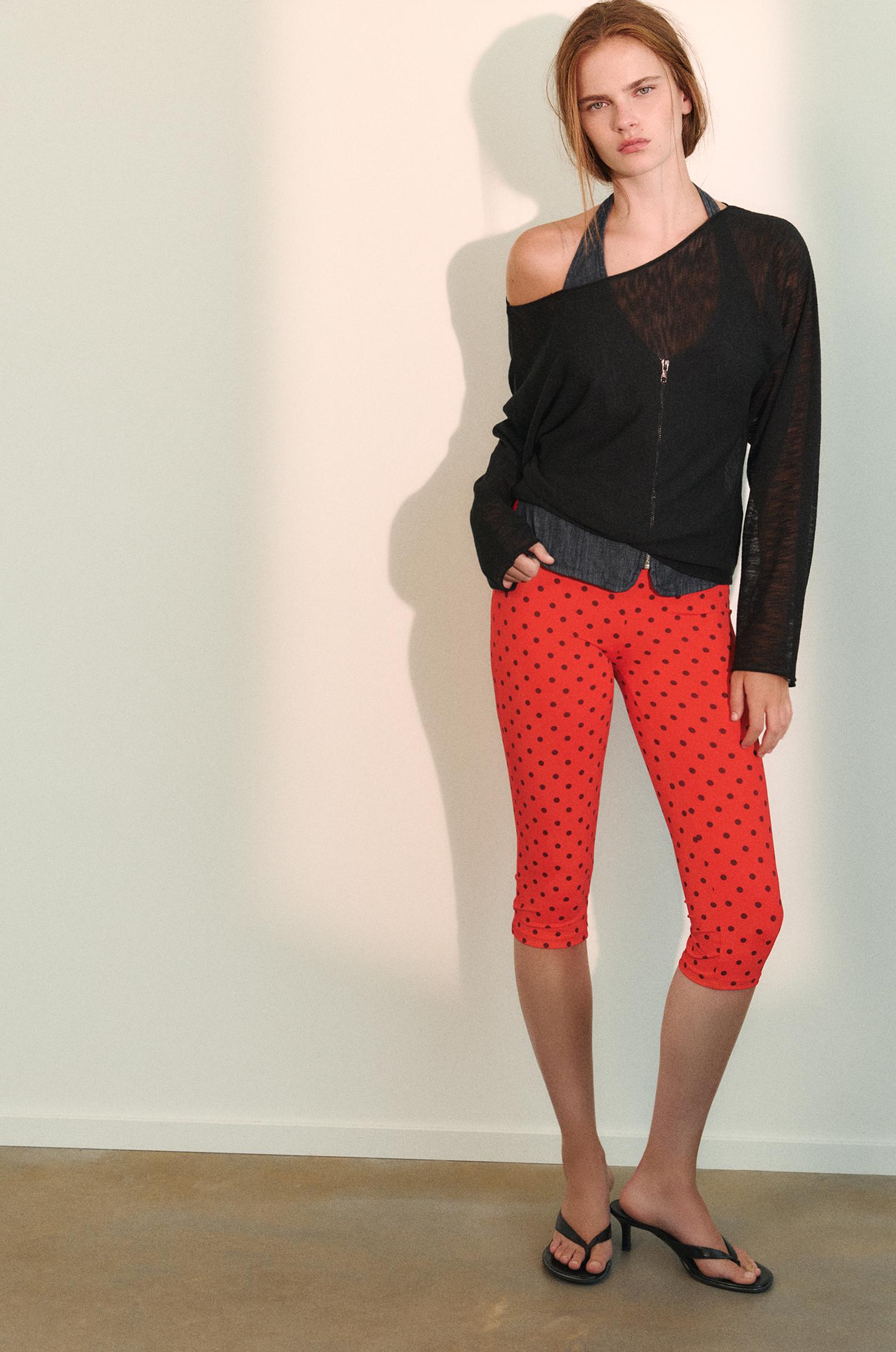 Polka dot capris — Red