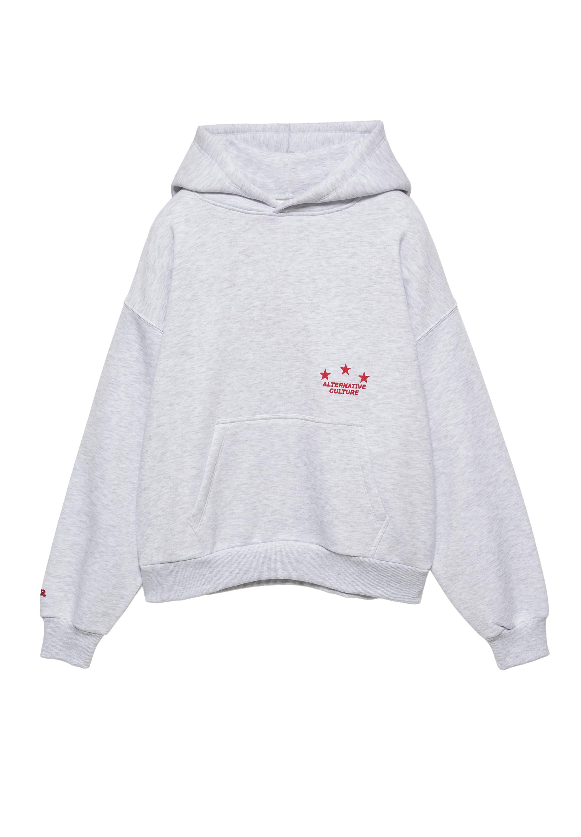 Pull&Bear Yıldız grafik baskılı kapüşonlu sweatshirt görsel 5