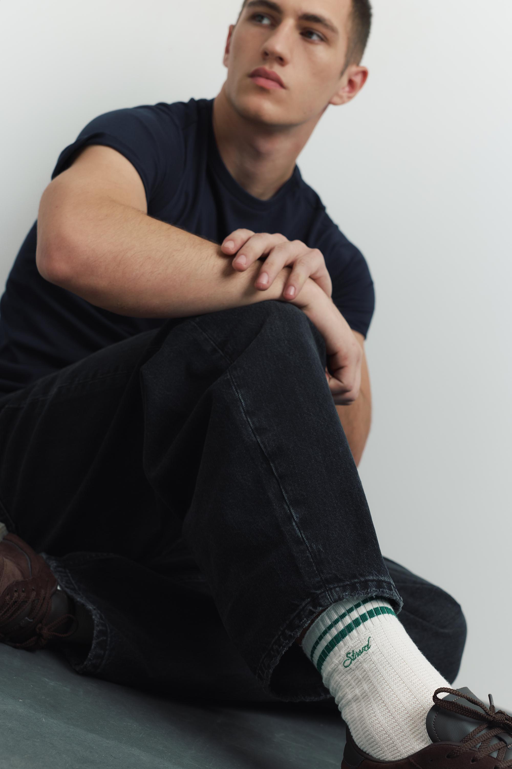 Striped sports socks — Green