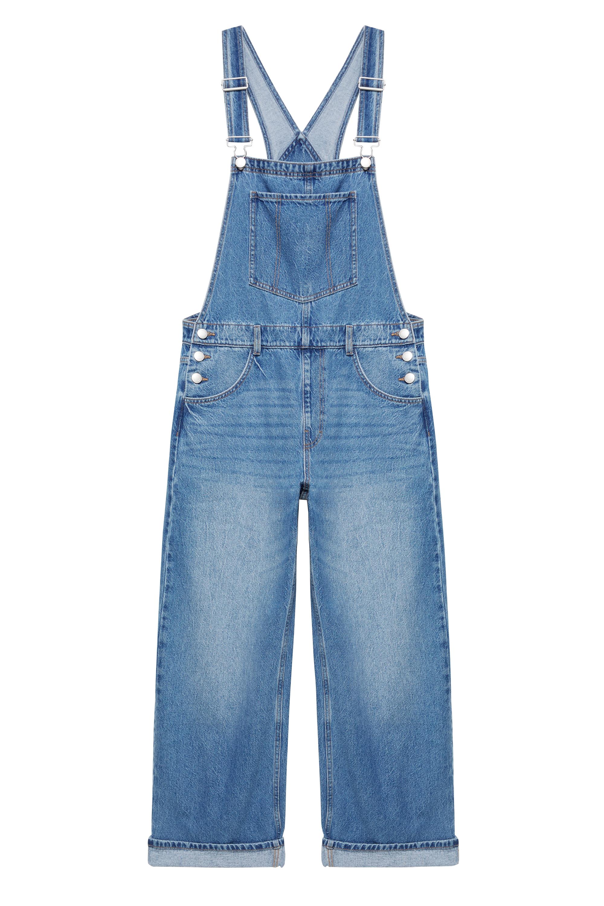 Pull&Bear Uzun denim salopet görsel 4