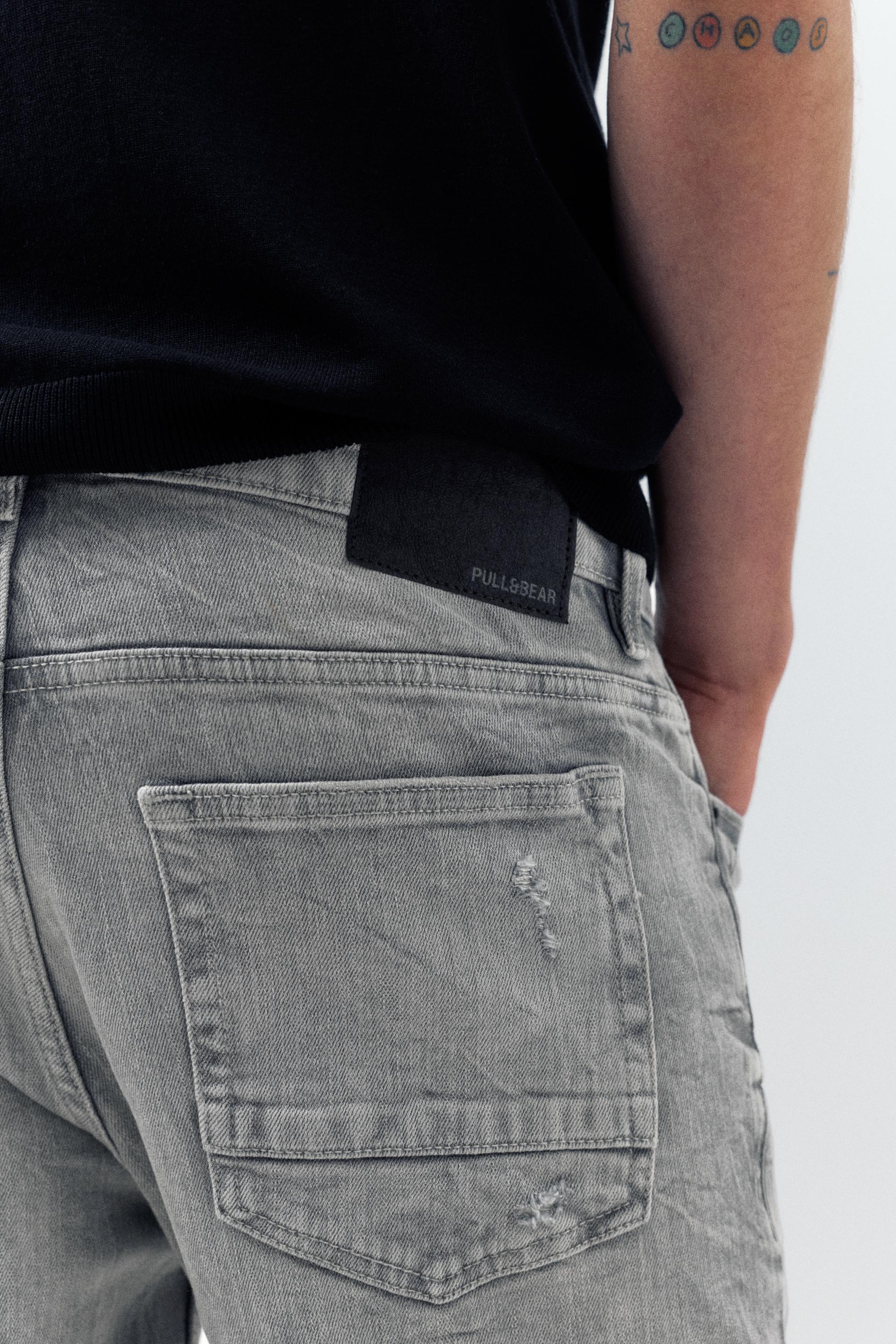 Ripped skinny jeans — Pale grey