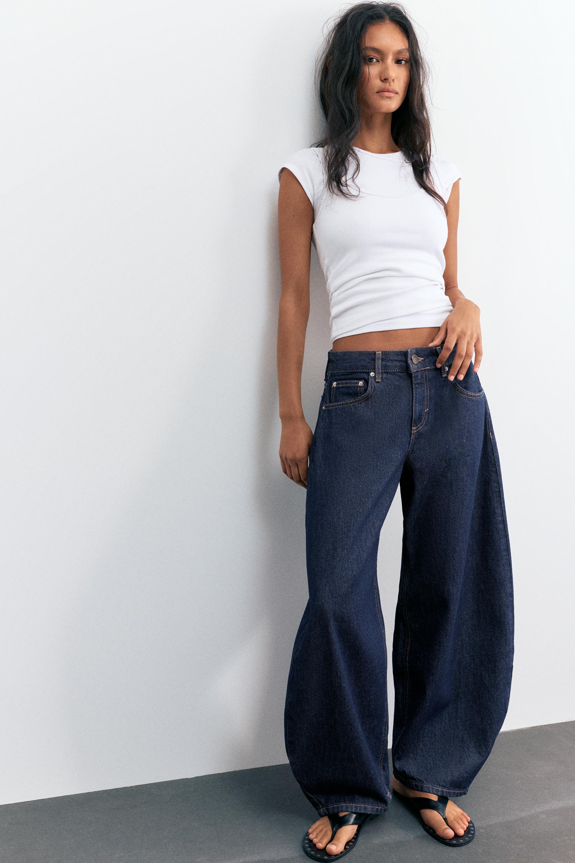 Low-rise barrel jeans — Navy