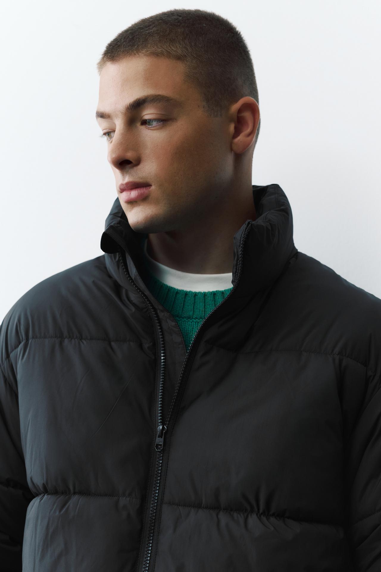 High neck puffer jacket — Black