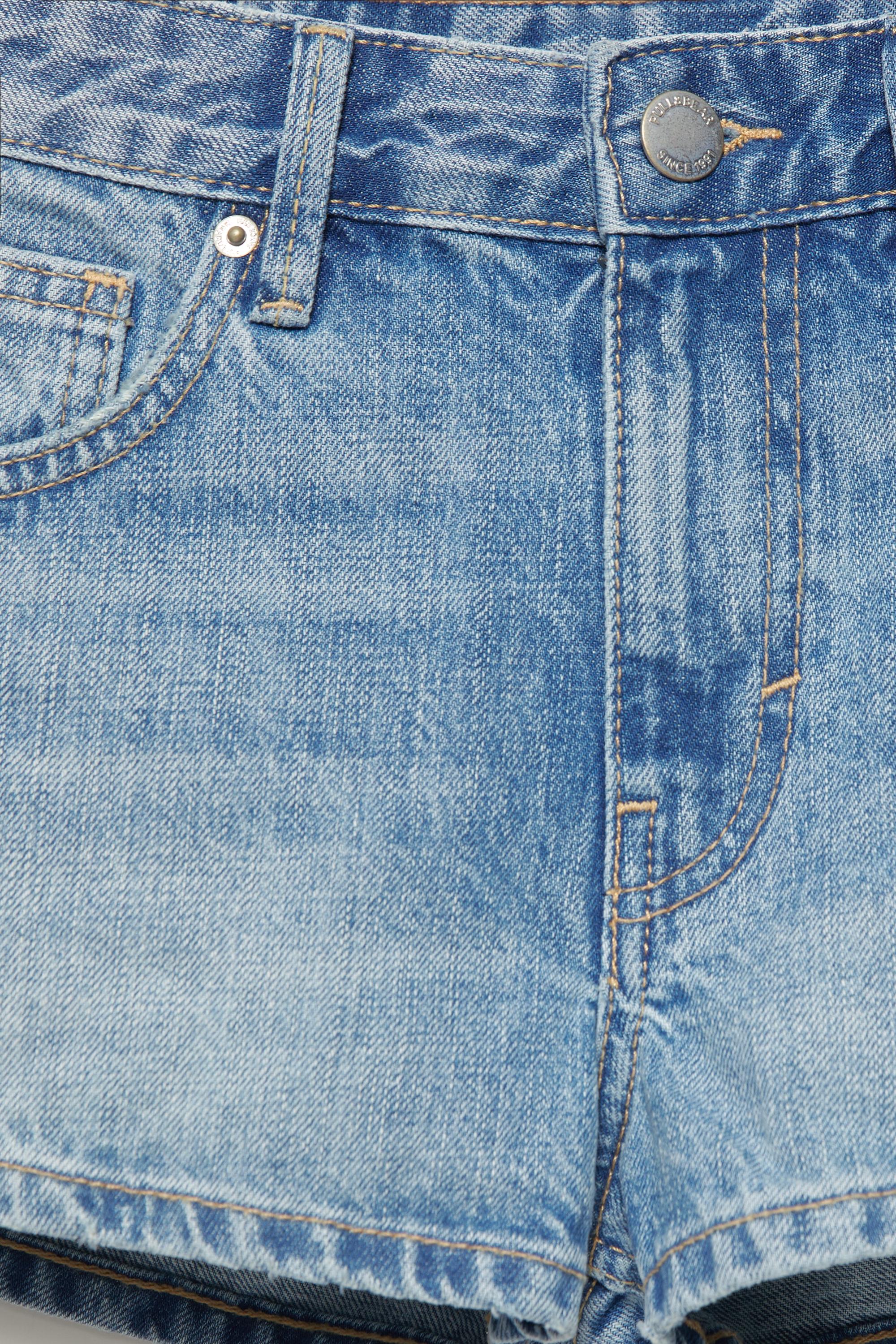 Low-rise denim mini shorts — Medium blue