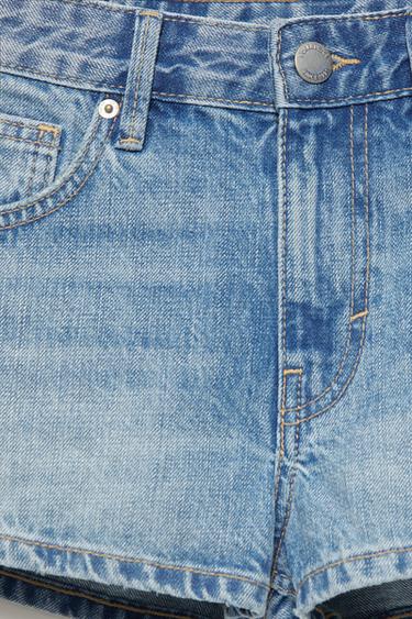 Low-rise denim mini shorts — Medium blue 7