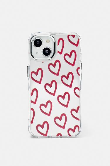 Heart print mirrored iPhone case — Red 1