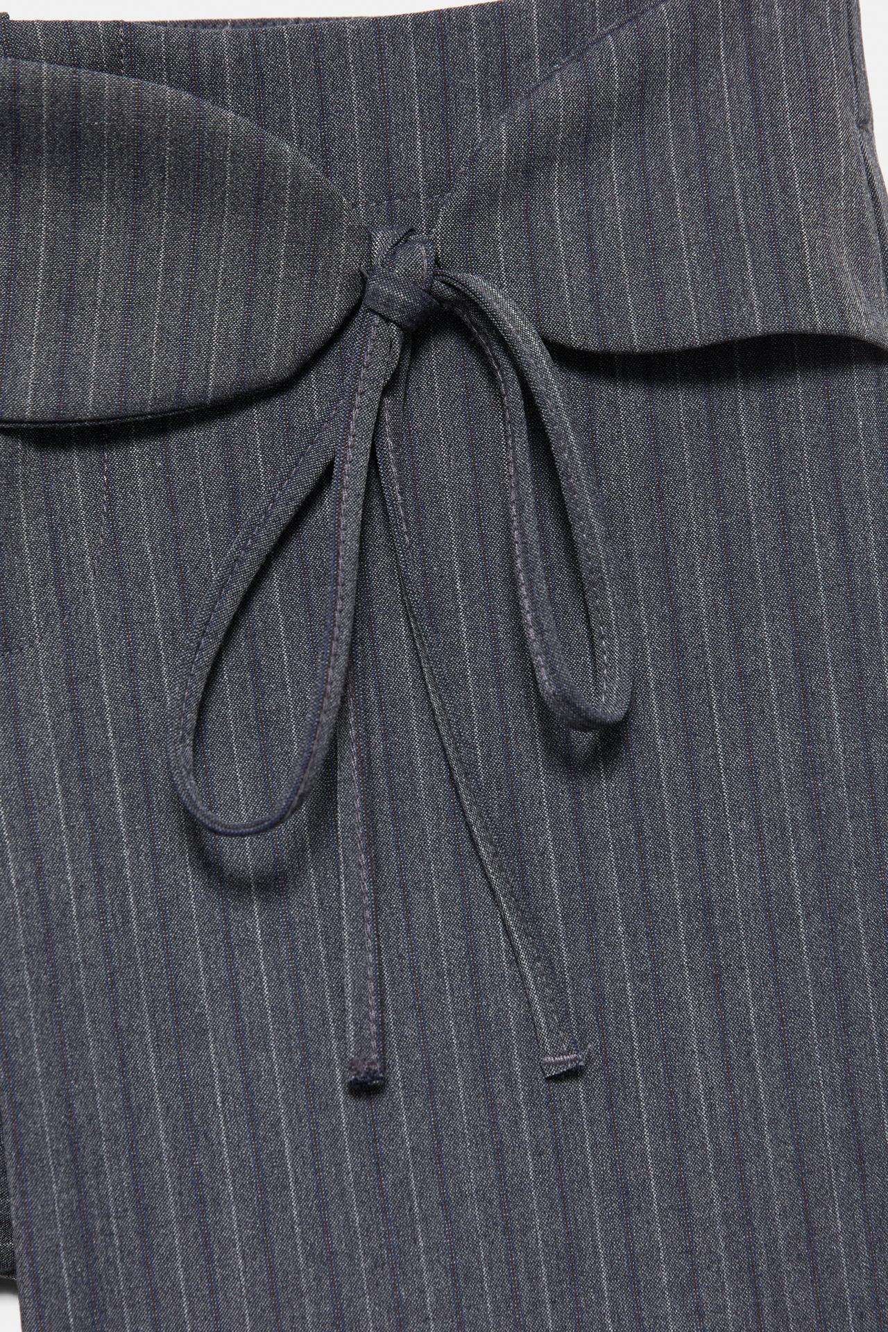 Striped flared trousers with belt — Anthracite grey