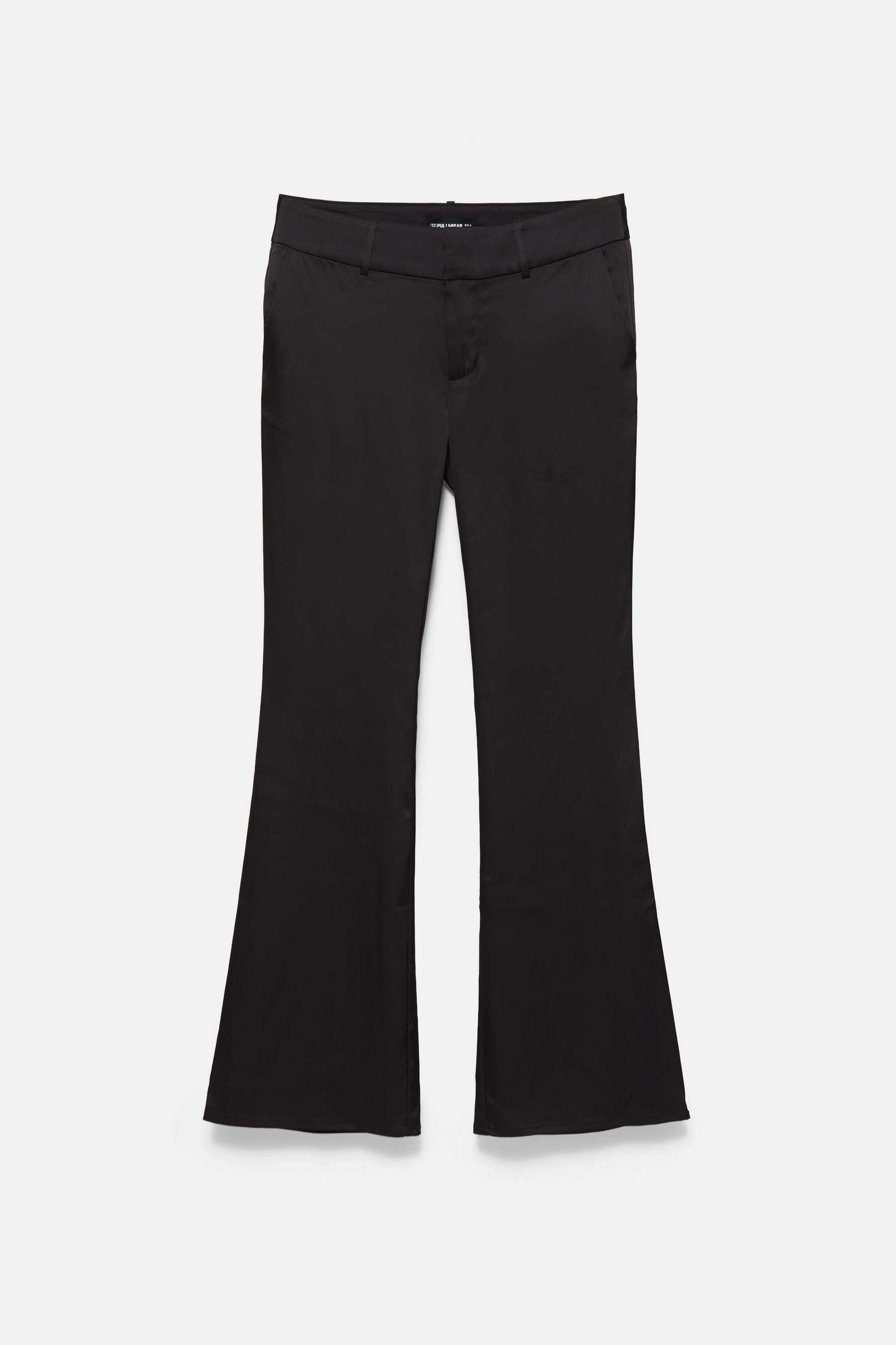 Satin flared trousers — Black