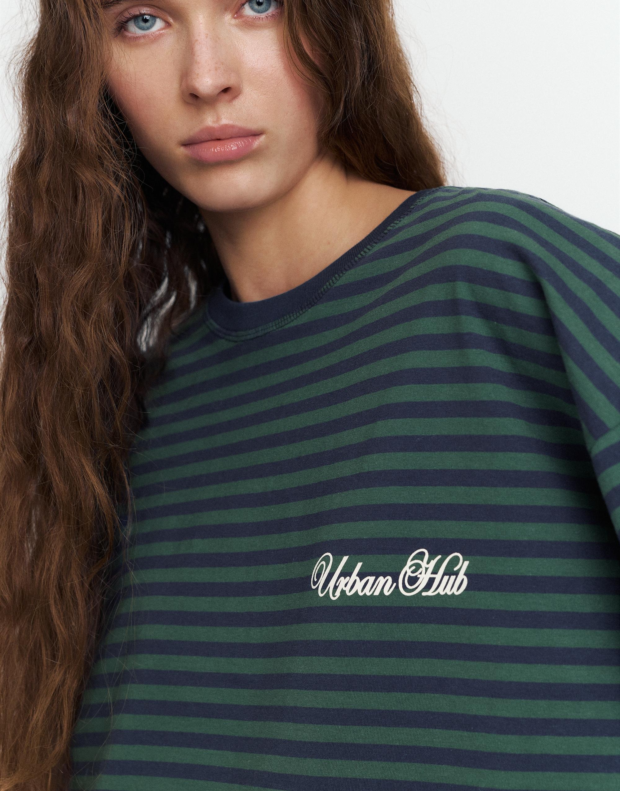 Yazılı çizgili uzun kollu t-shirt - Görsel 33