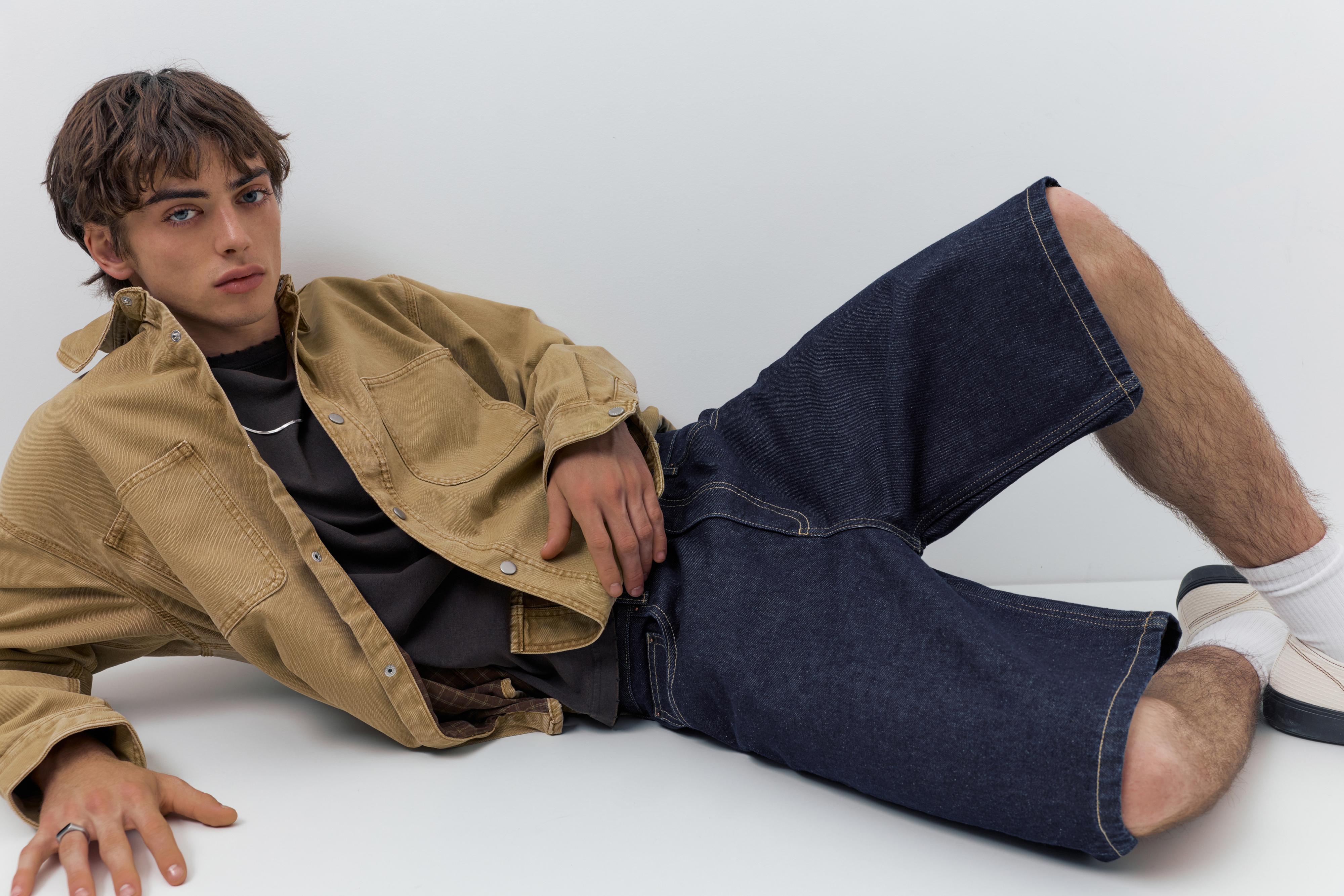 Baggy denim Bermuda shorts — Navy