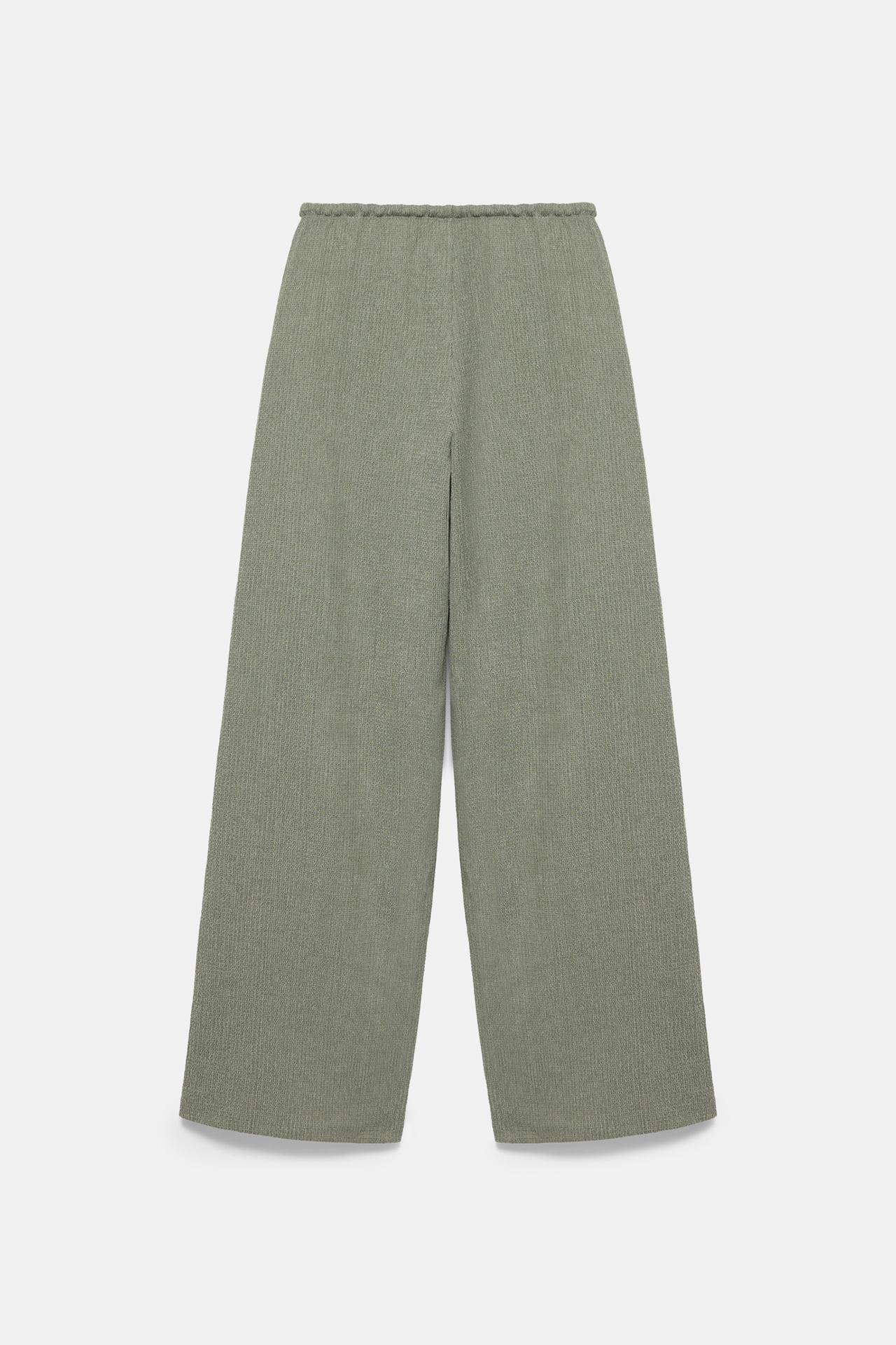 Wide-leg crepe trousers — Khaki