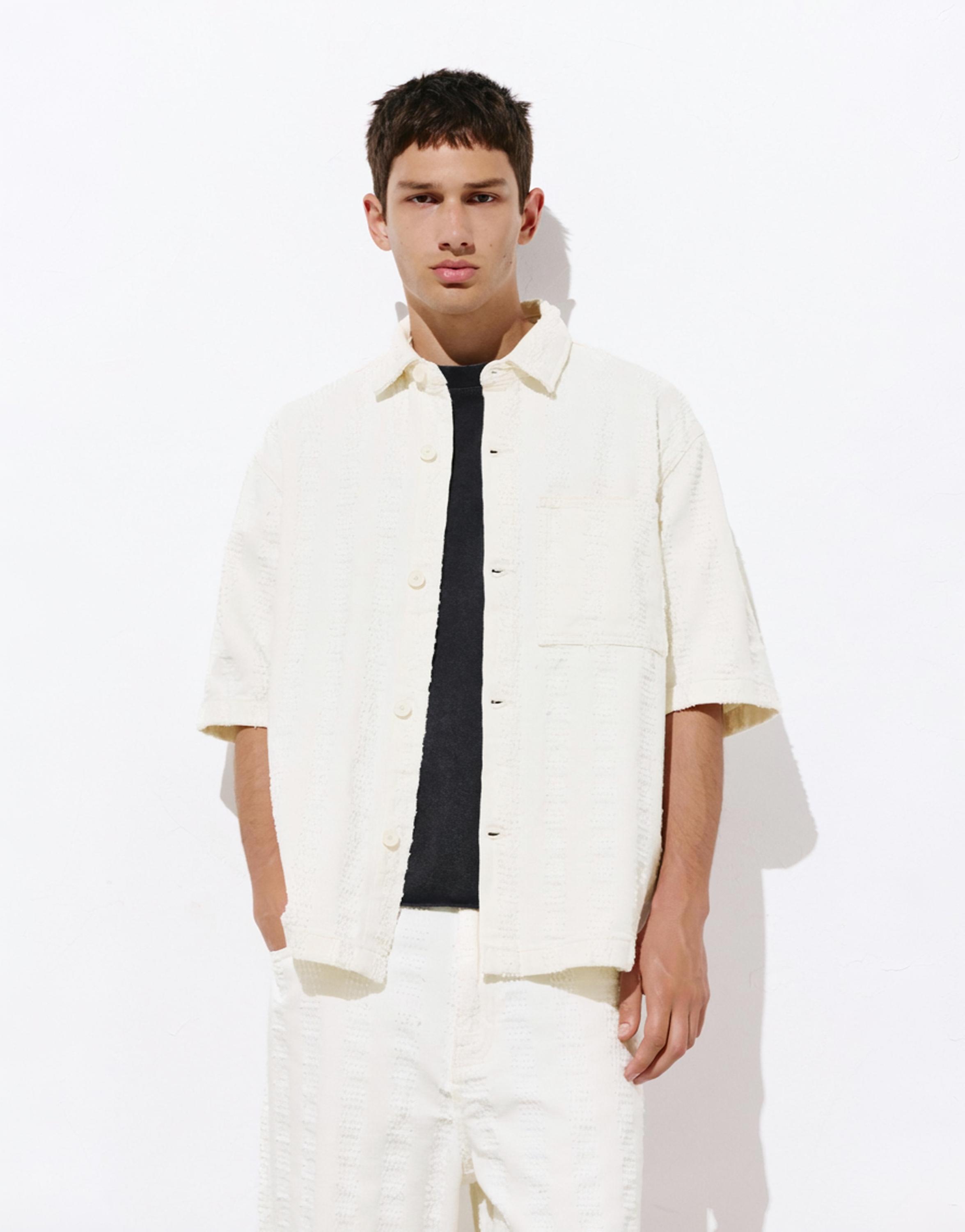 Jacquard shirt — Ecru (alternate view)
