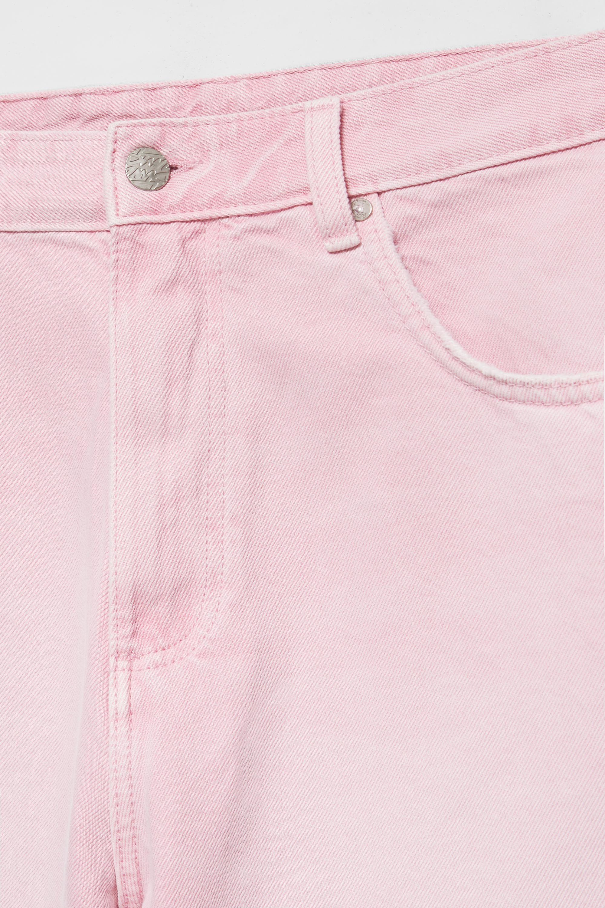 Baggy denim Bermuda shorts — Rose pink