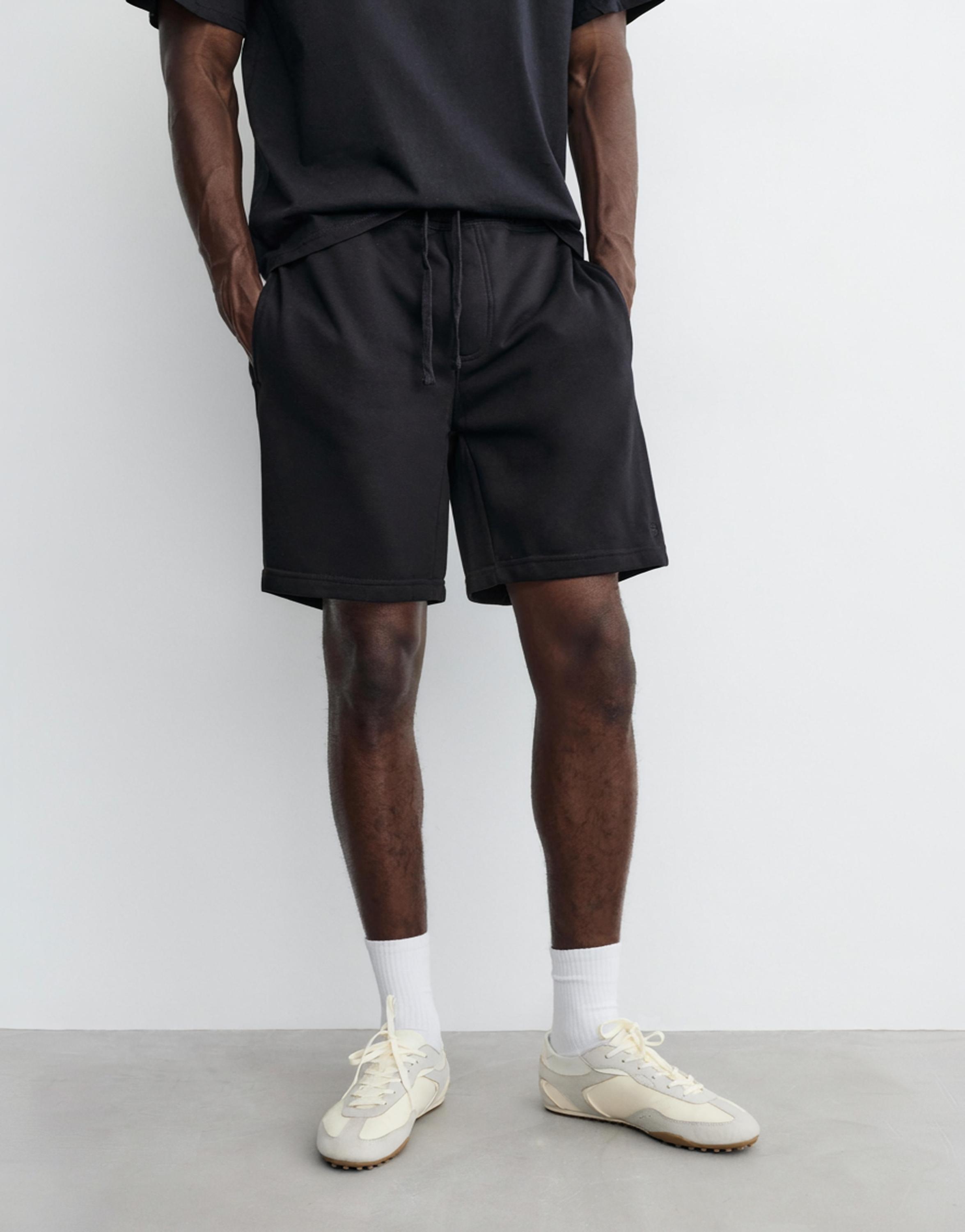 Pack of Bermuda jogger shorts and T-shirt — Dark navy
