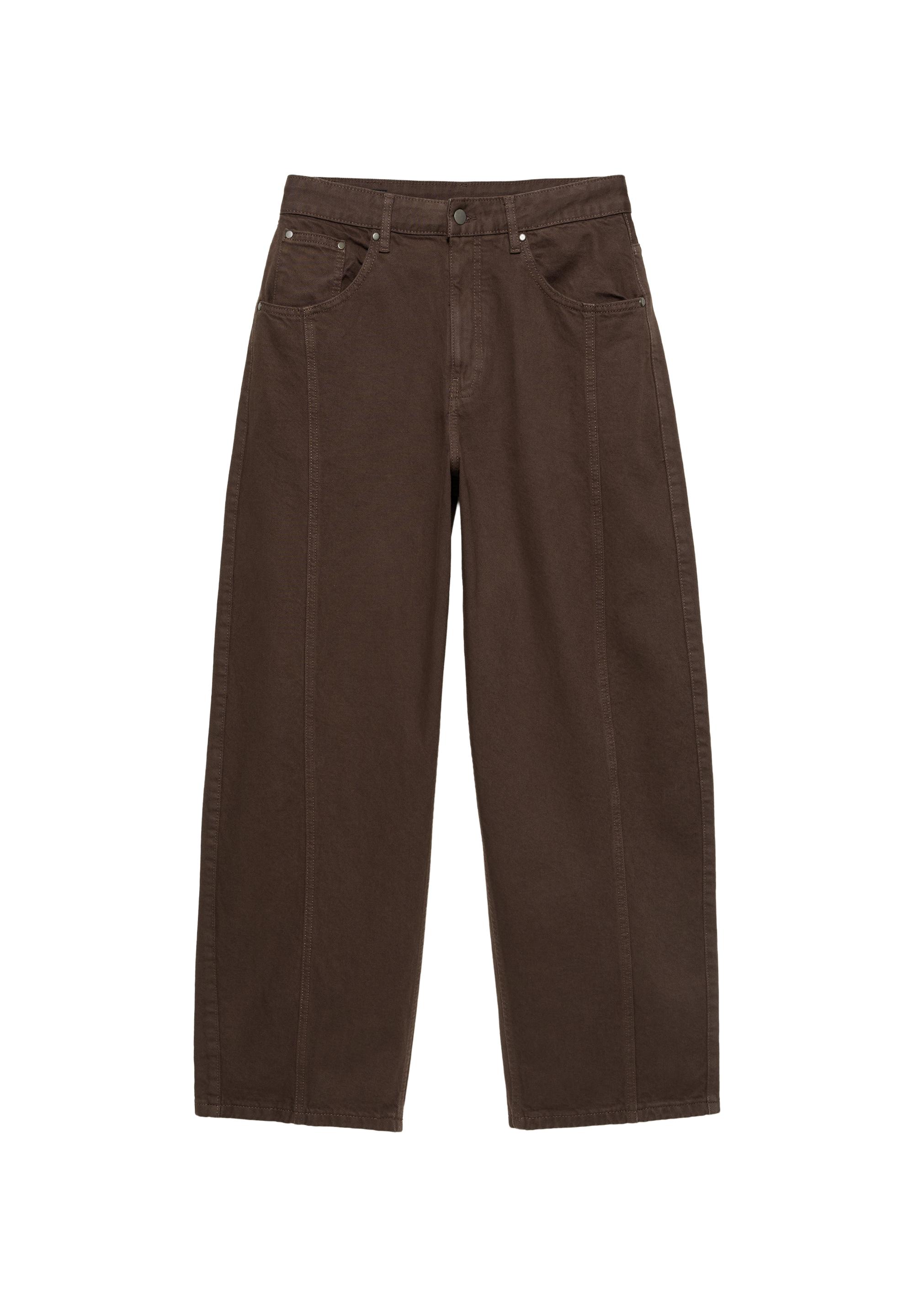 Front seam barrel jeans — Brown
