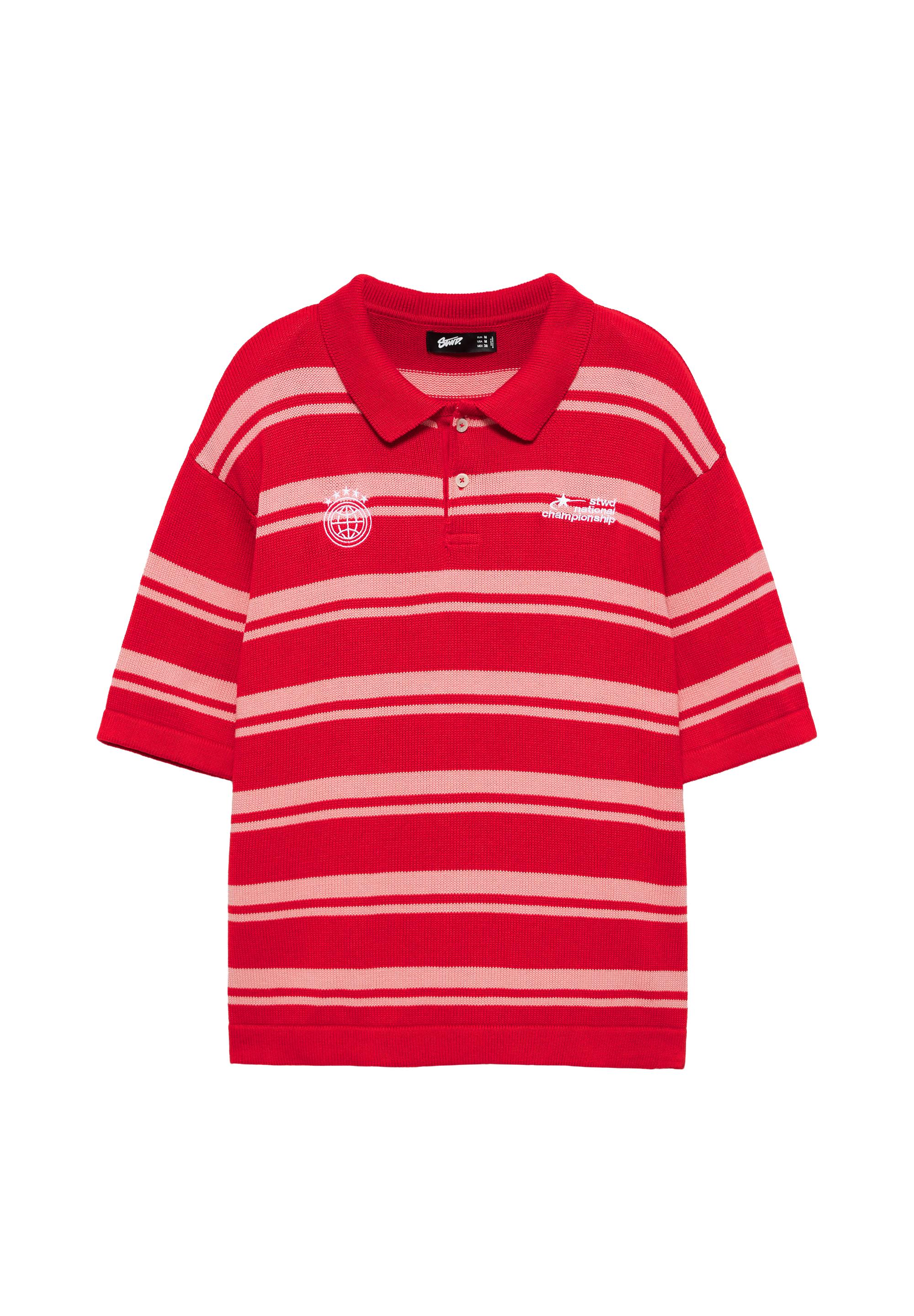 STWD striped knit polo shirt — Red