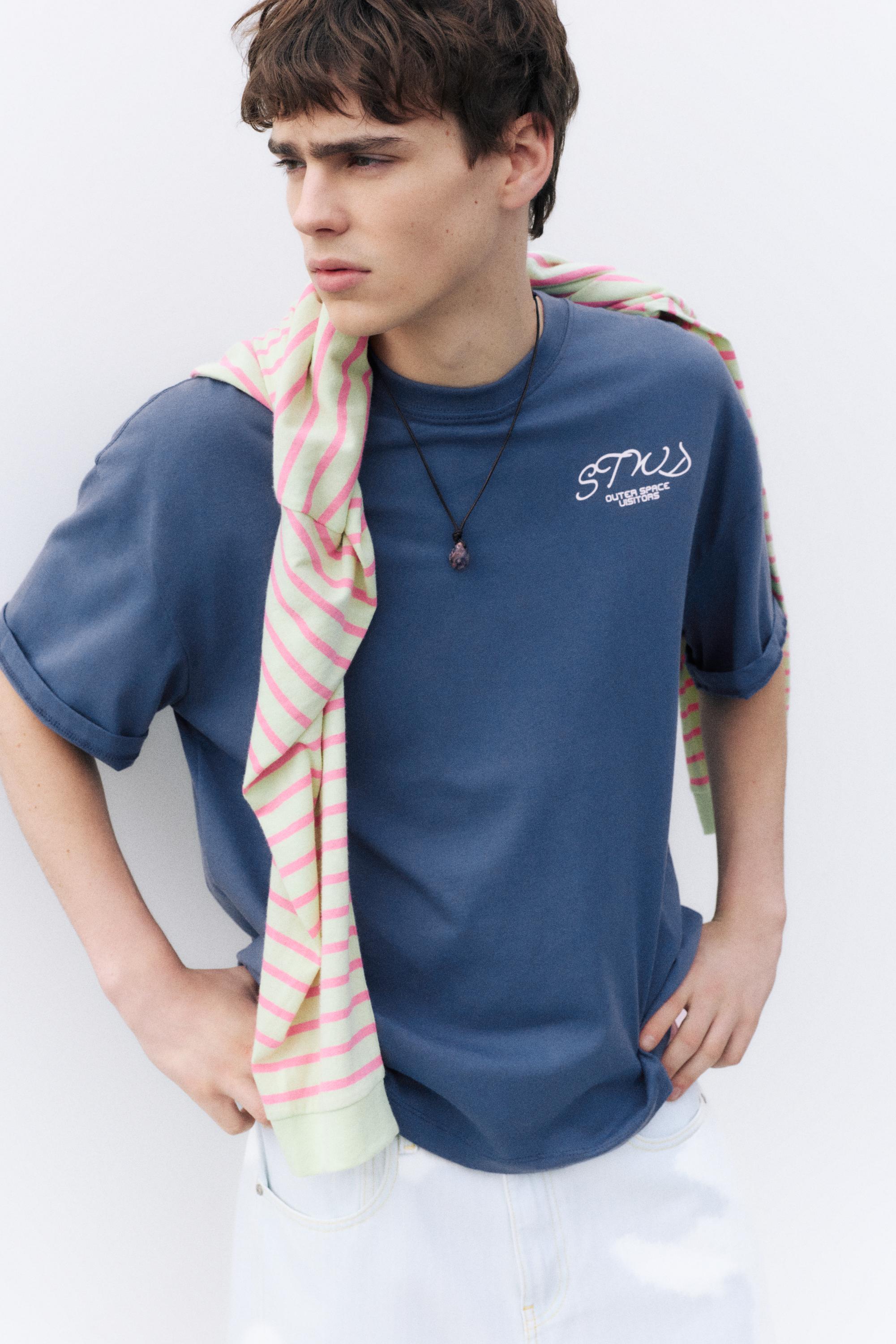 Boxy-fit graphic T-shirt — Navy