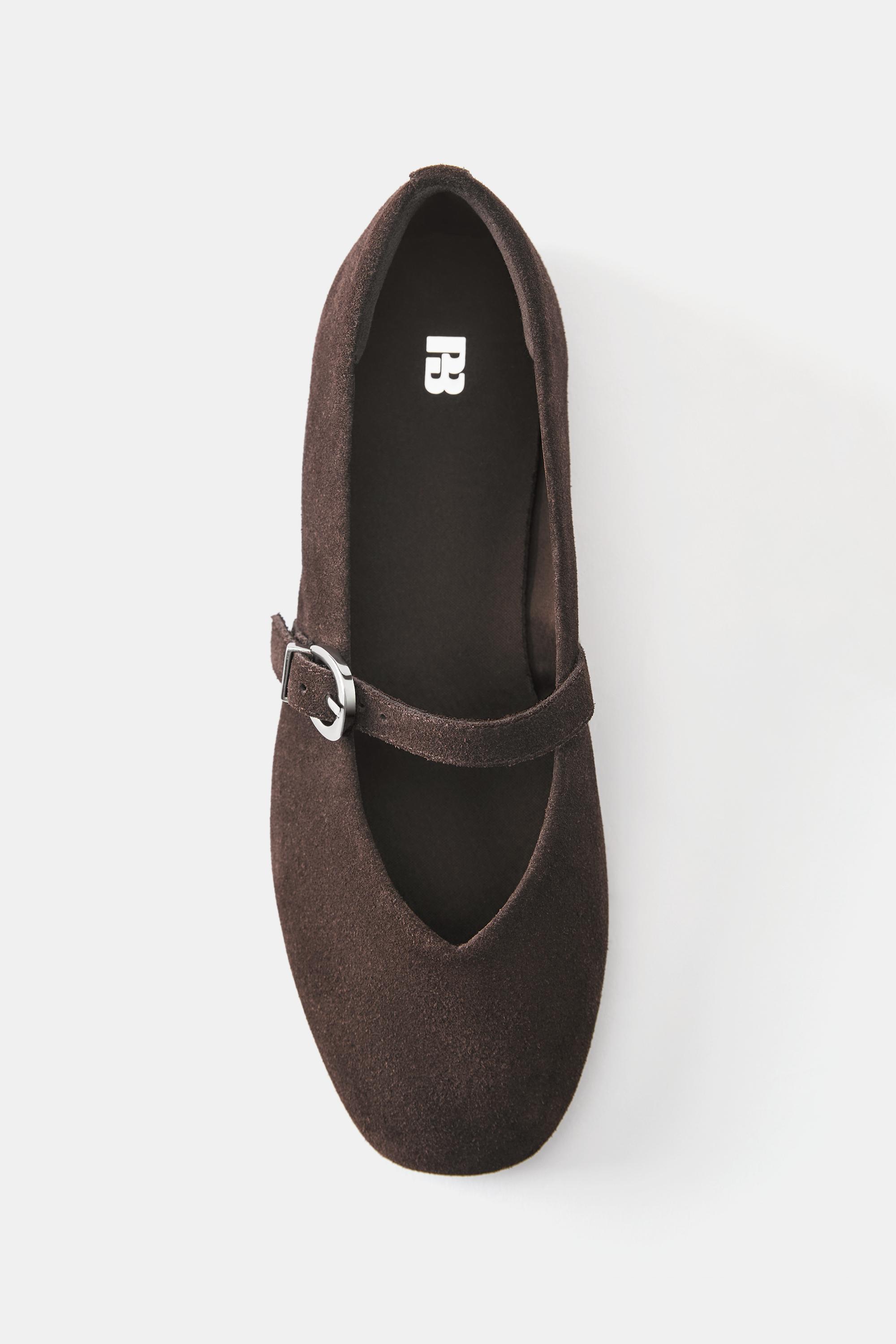 Leather ballerinas — Brown