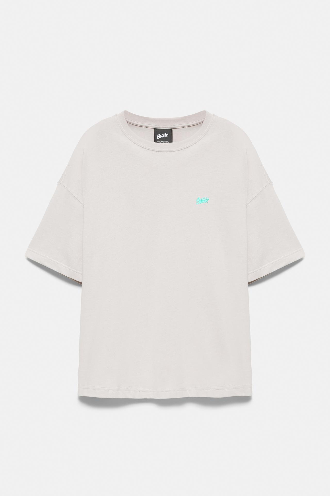 Boxy STWD logo T-shirt — Pearl grey