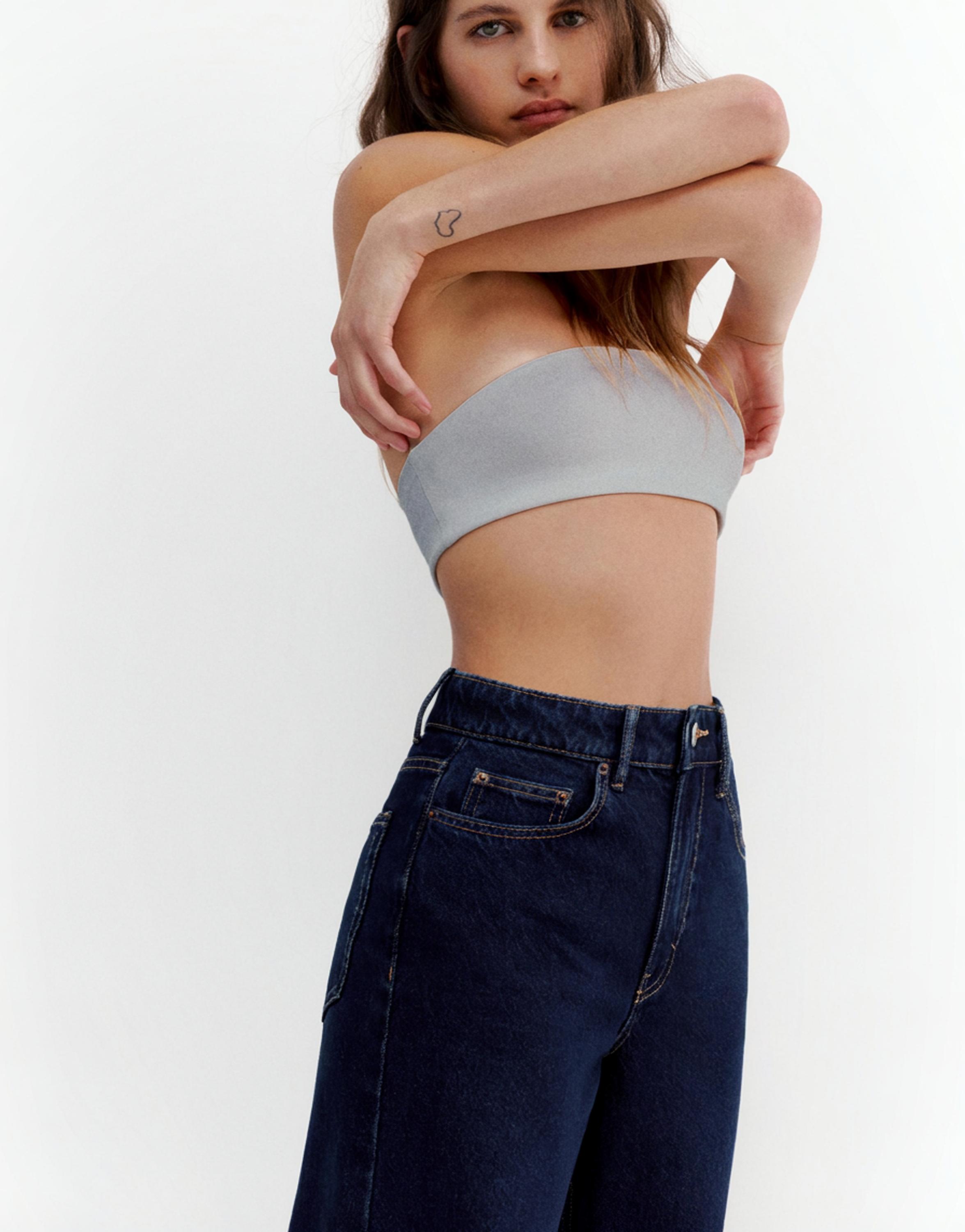 High-waist wide-leg jeans — Navy