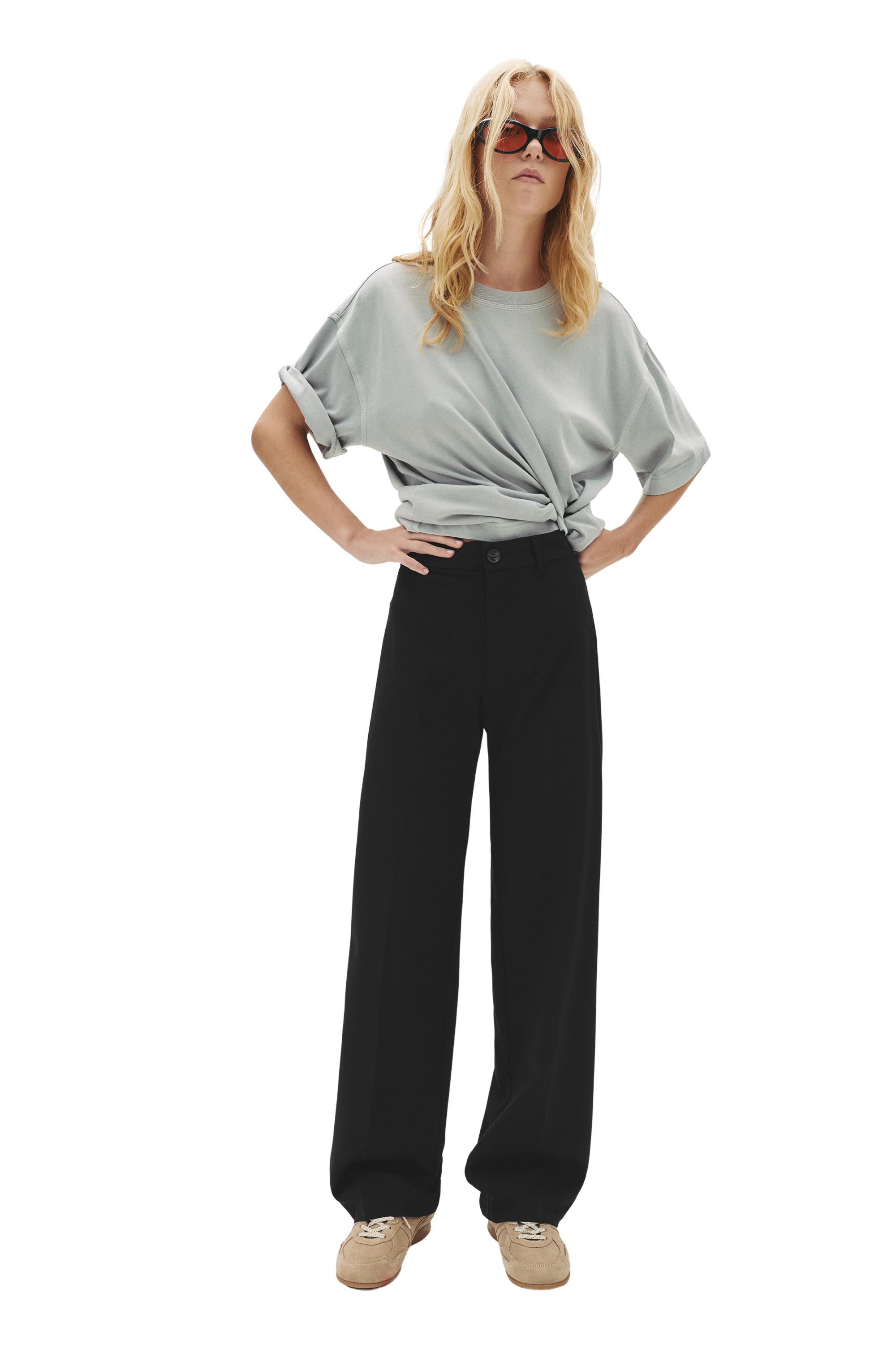 Smart high-waist straight-leg trousers — Black