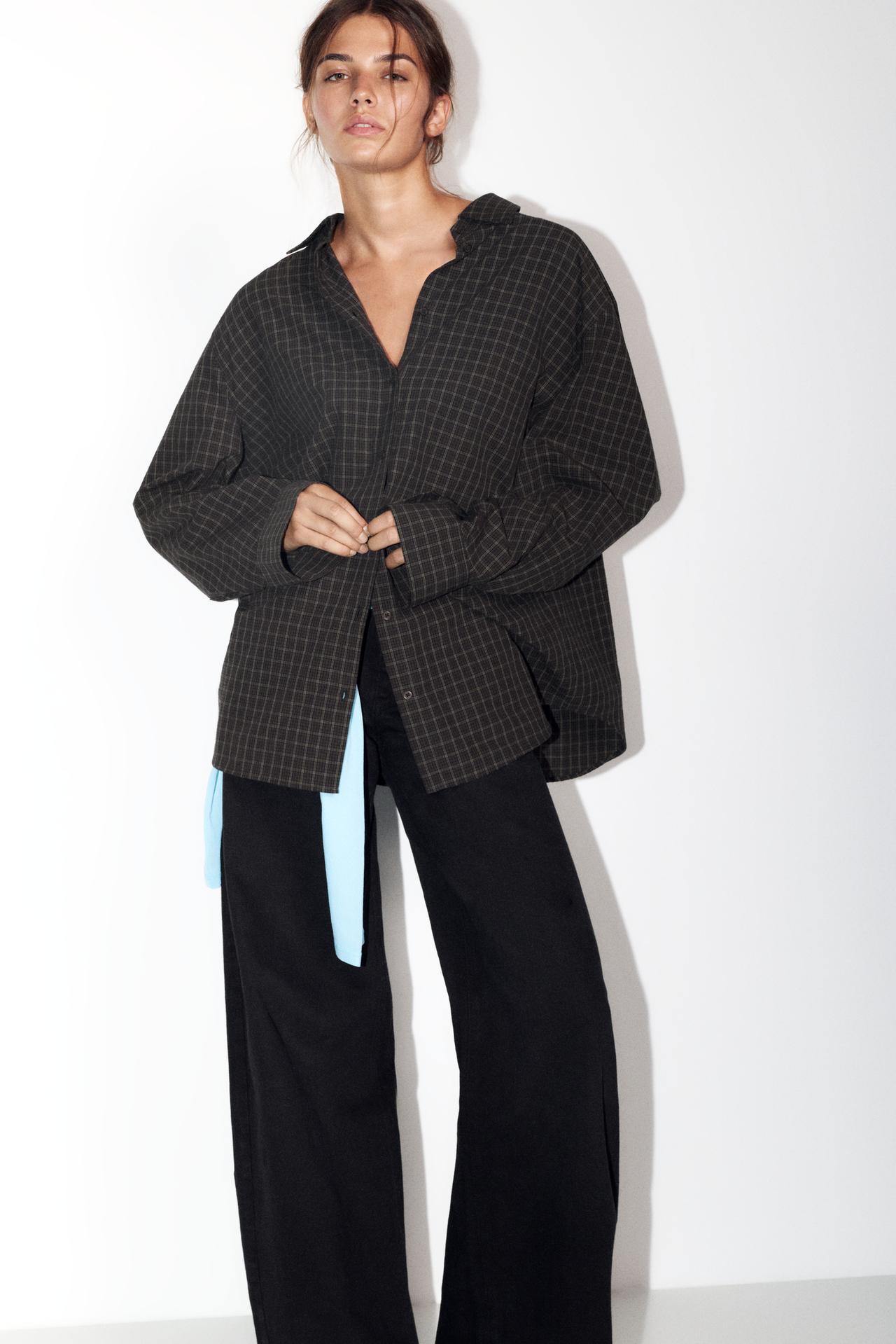Oversize check shirt — Dark grey