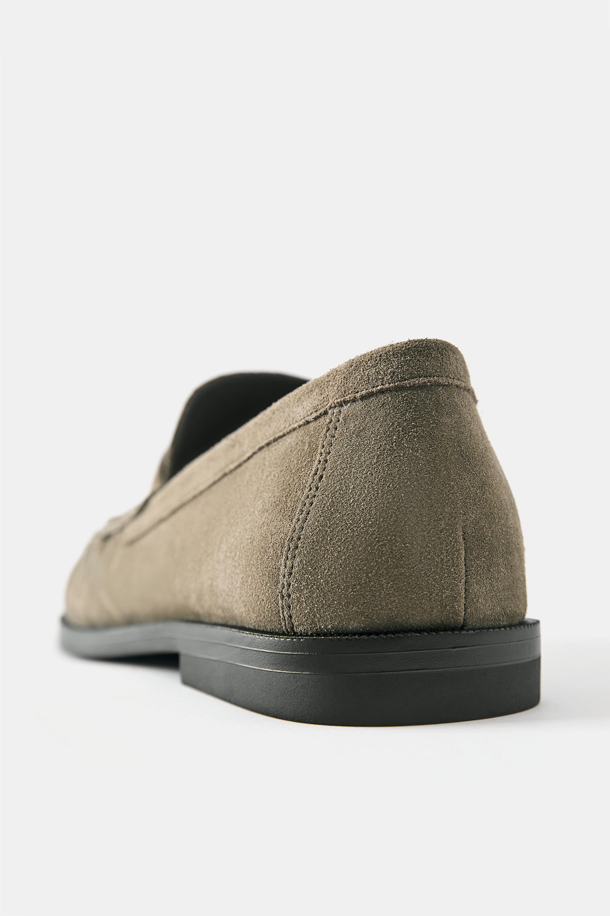 Gathered leather loafers — Brown
