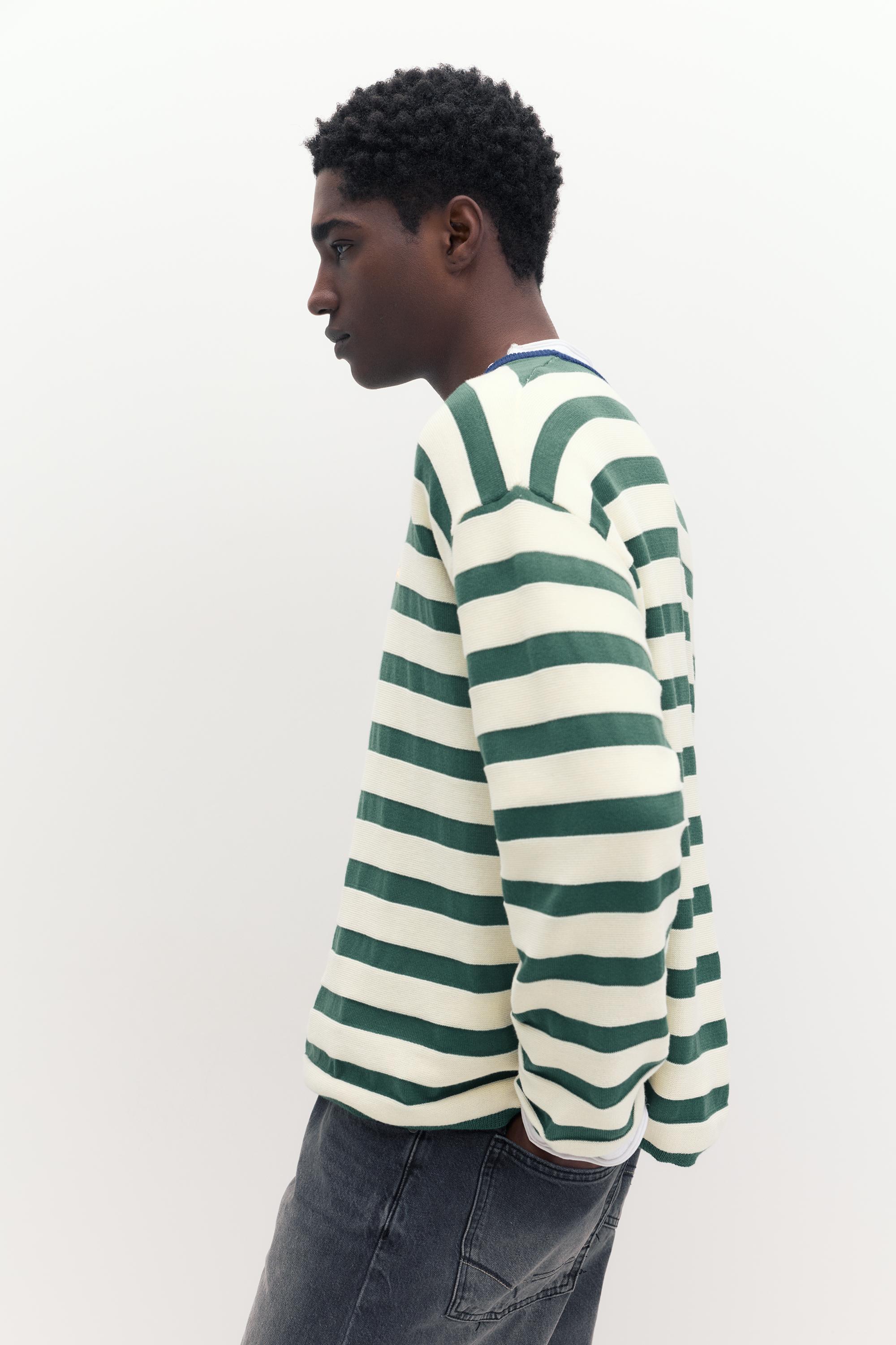 Çizgili örgü tişört - Görsel 8