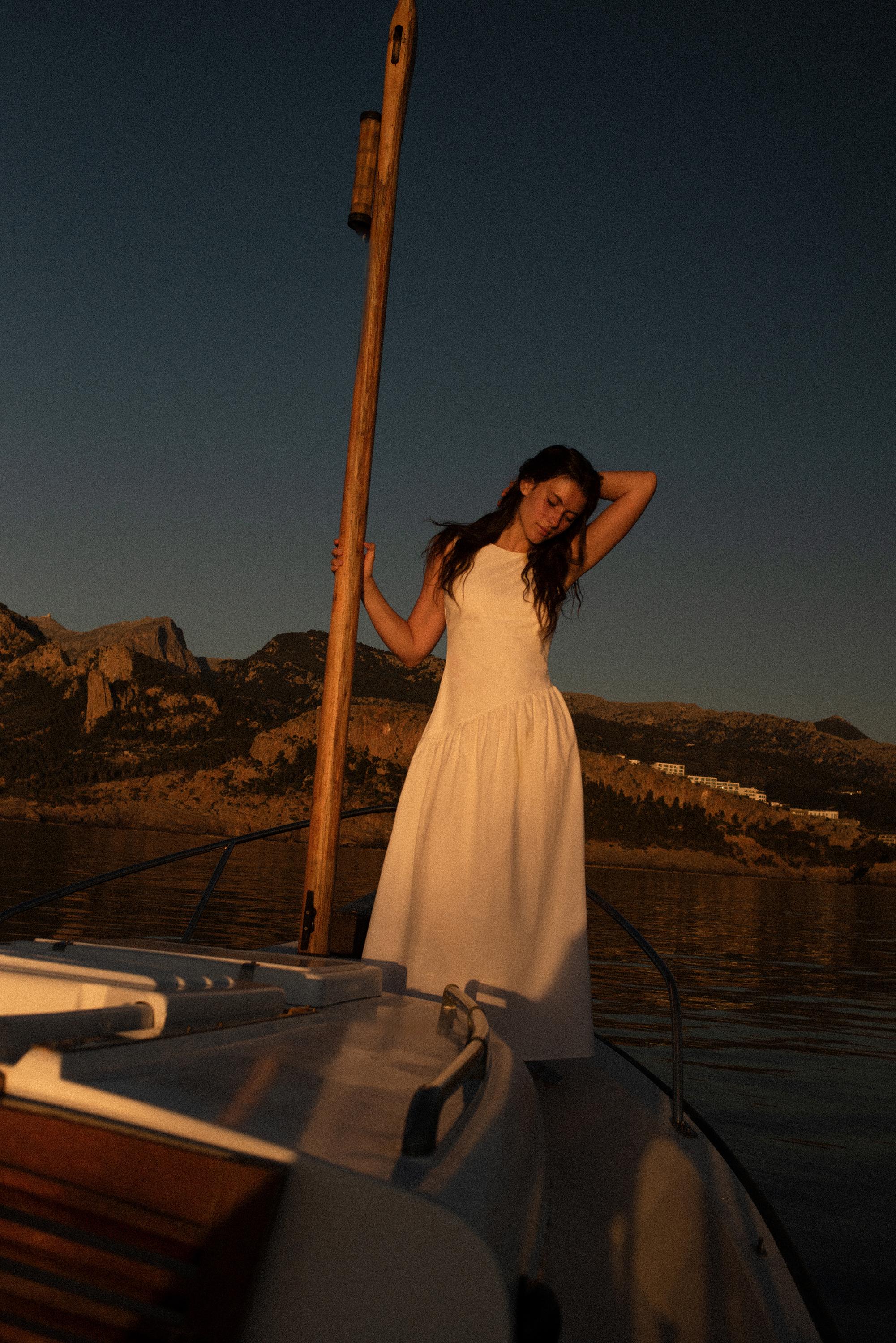 Poplin midi dress — White