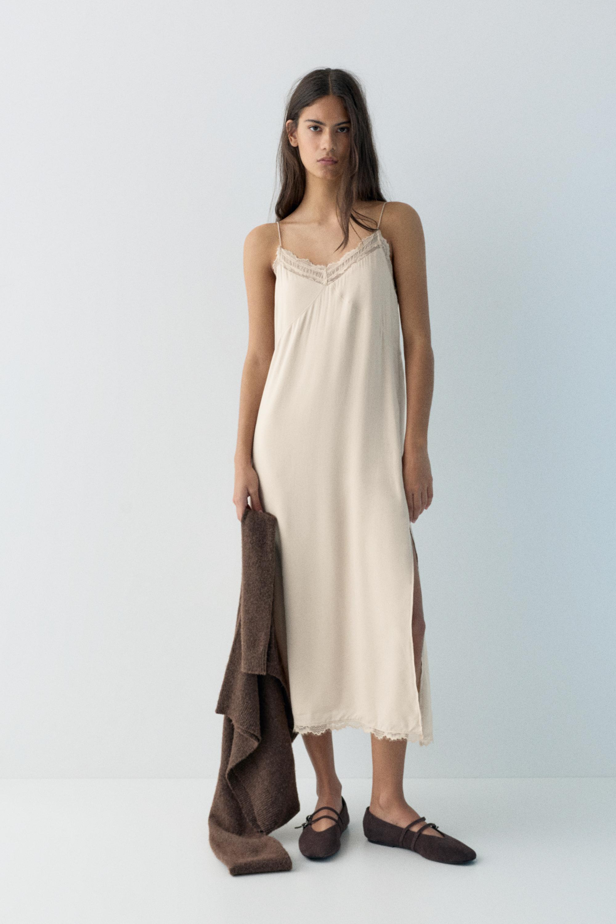 Camisole midi dress — Beige