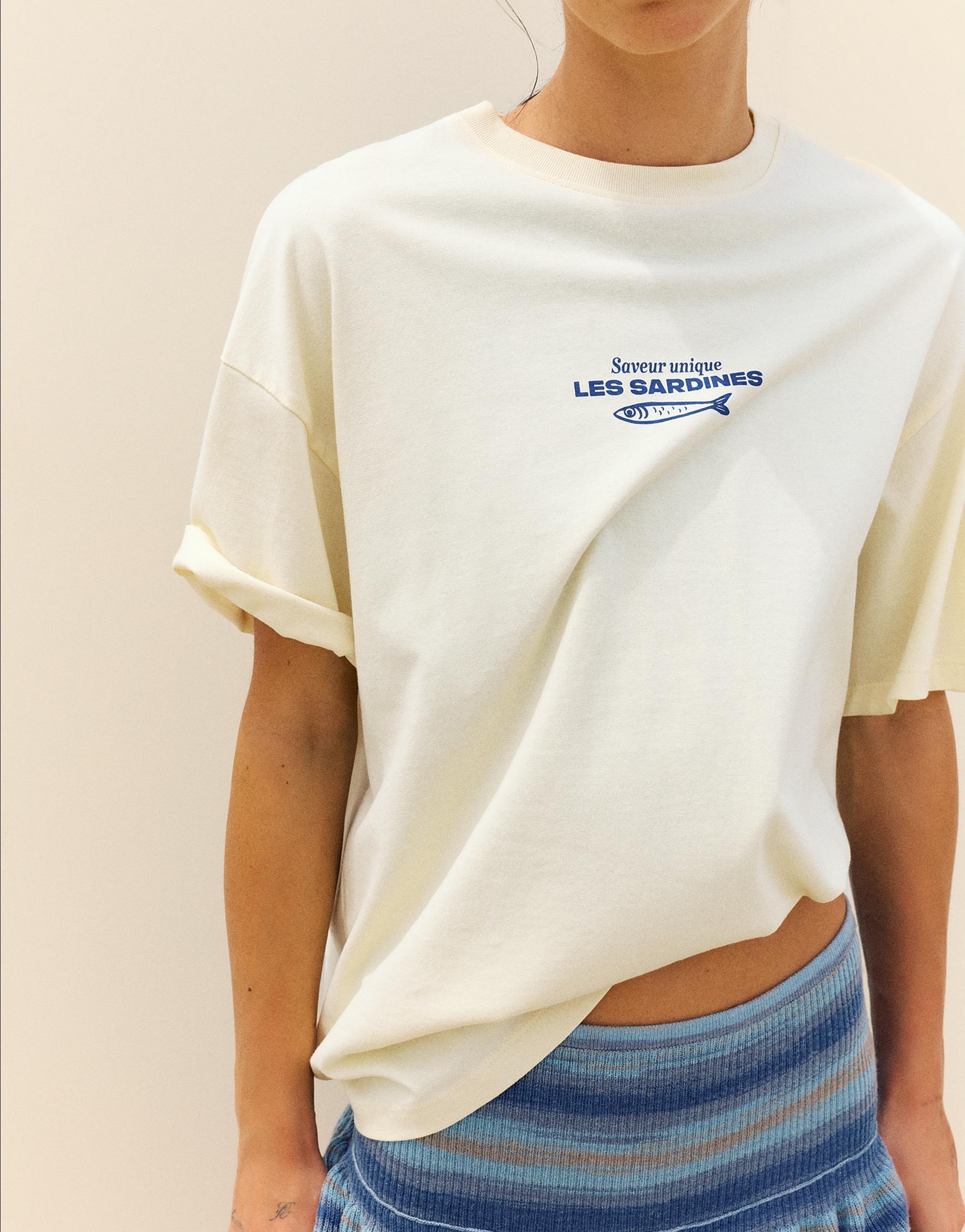 Oversize sardine graphic T-shirt — Yellow