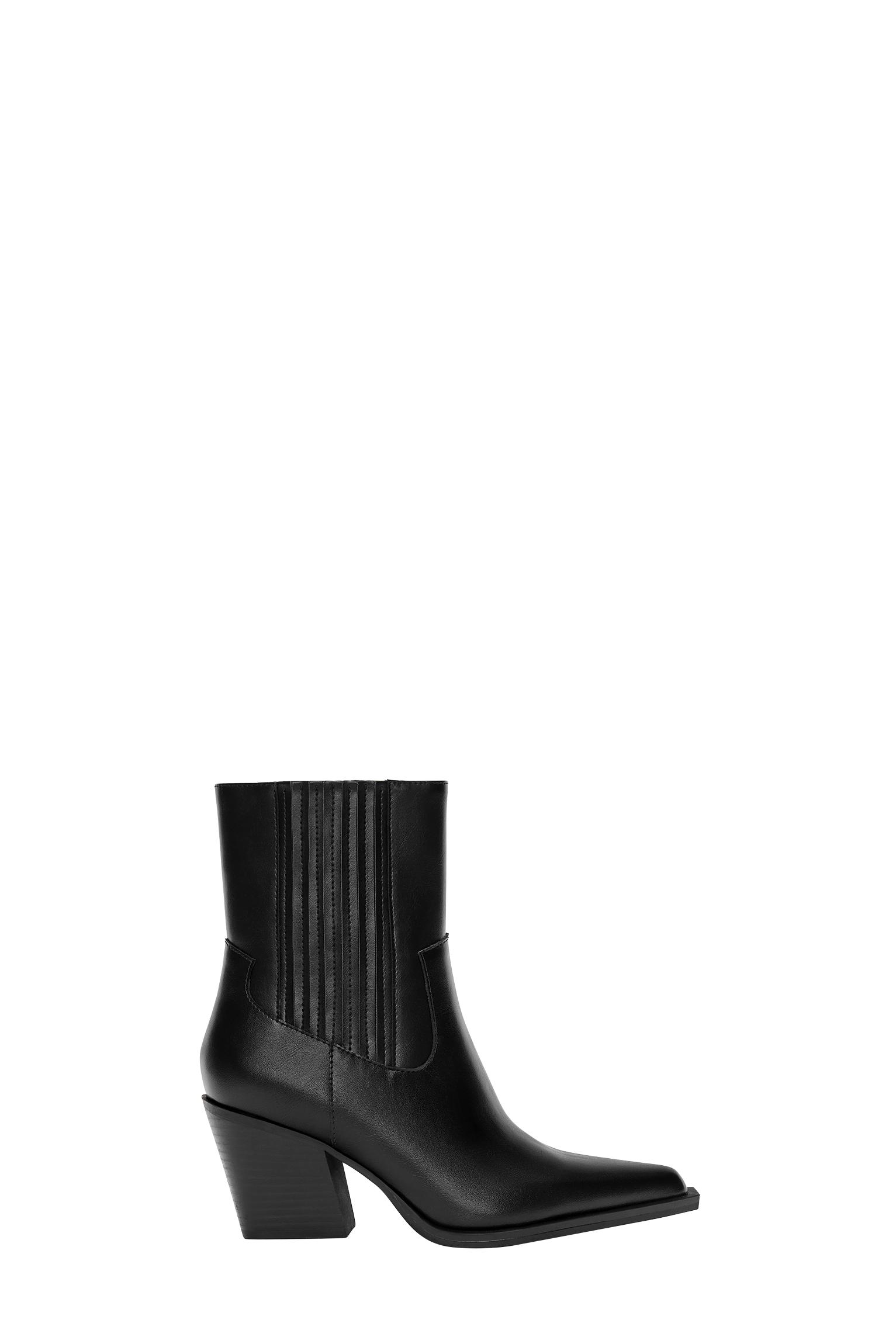 Cowboy heel ankle boots — Black