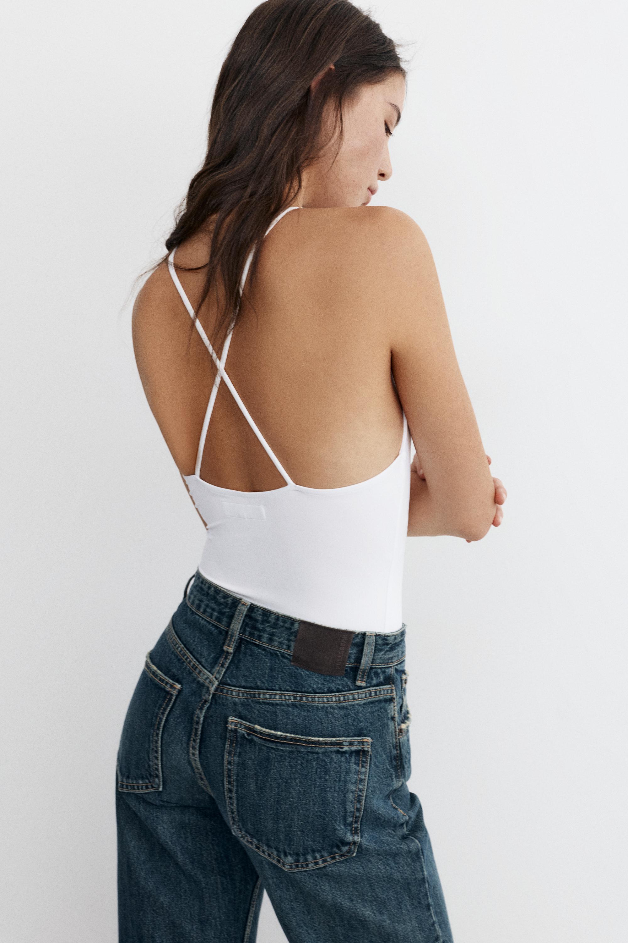 Halter strappy bodysuit — White