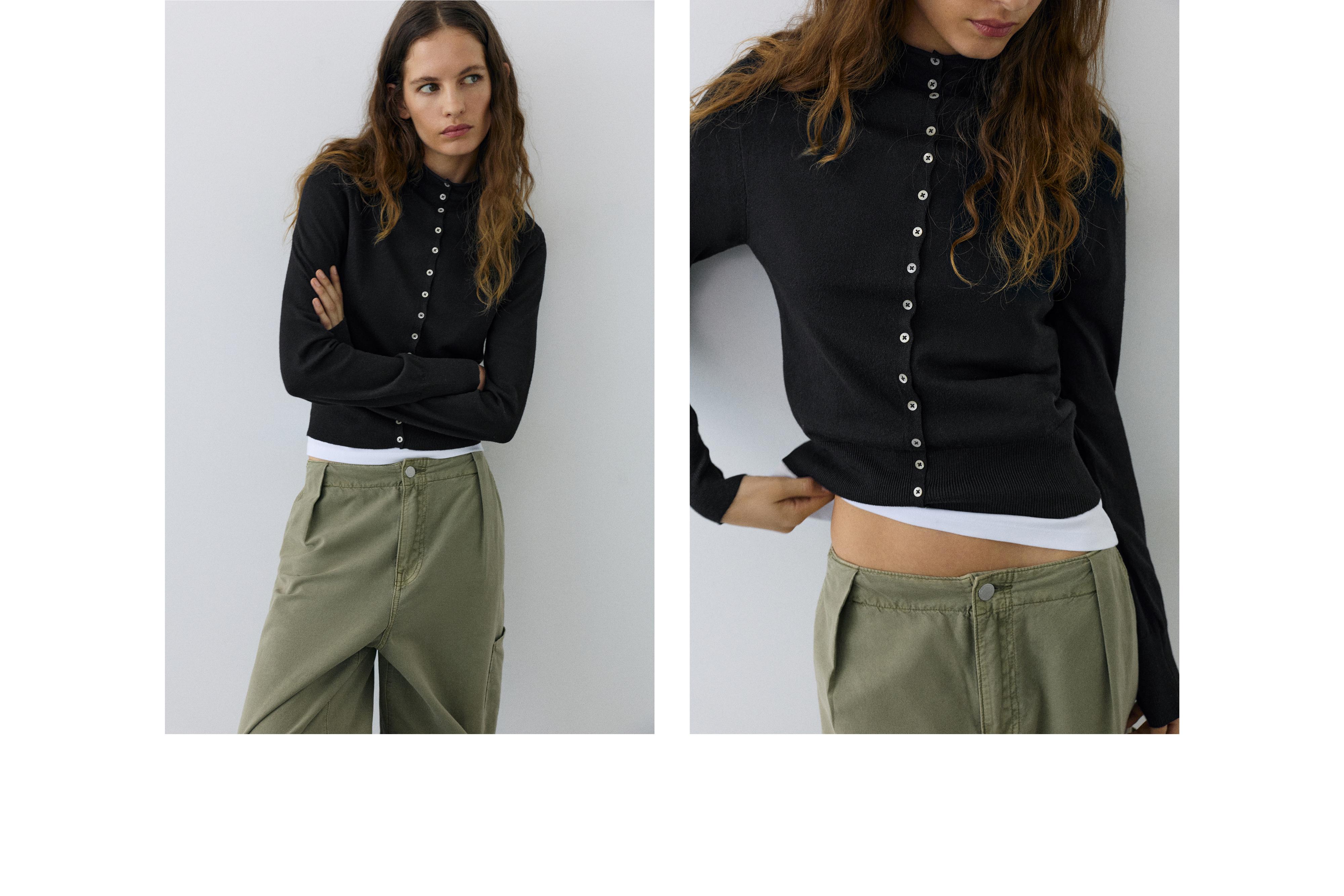 High-neck cardigan — Black