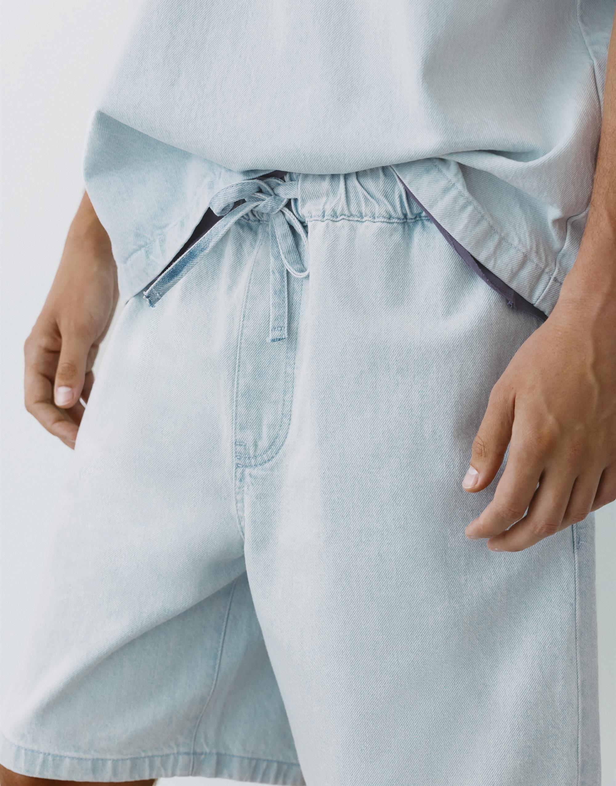 Relaxed denim Bermuda shorts — Sky blue