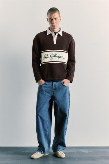 Long sleeve graphic polo shirt — Chocolate 4