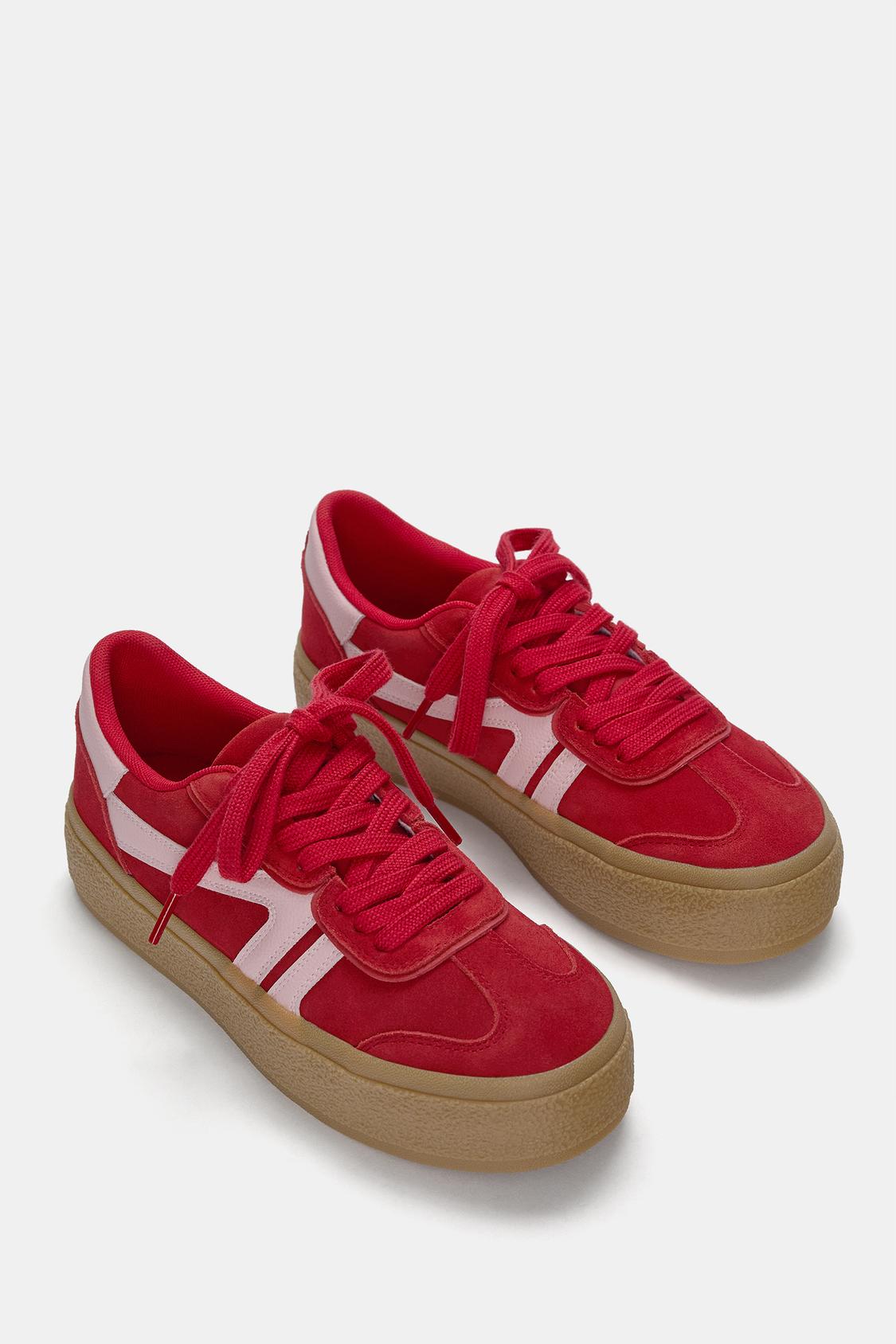 Leather chunky sole trainers - PULL&BEAR 