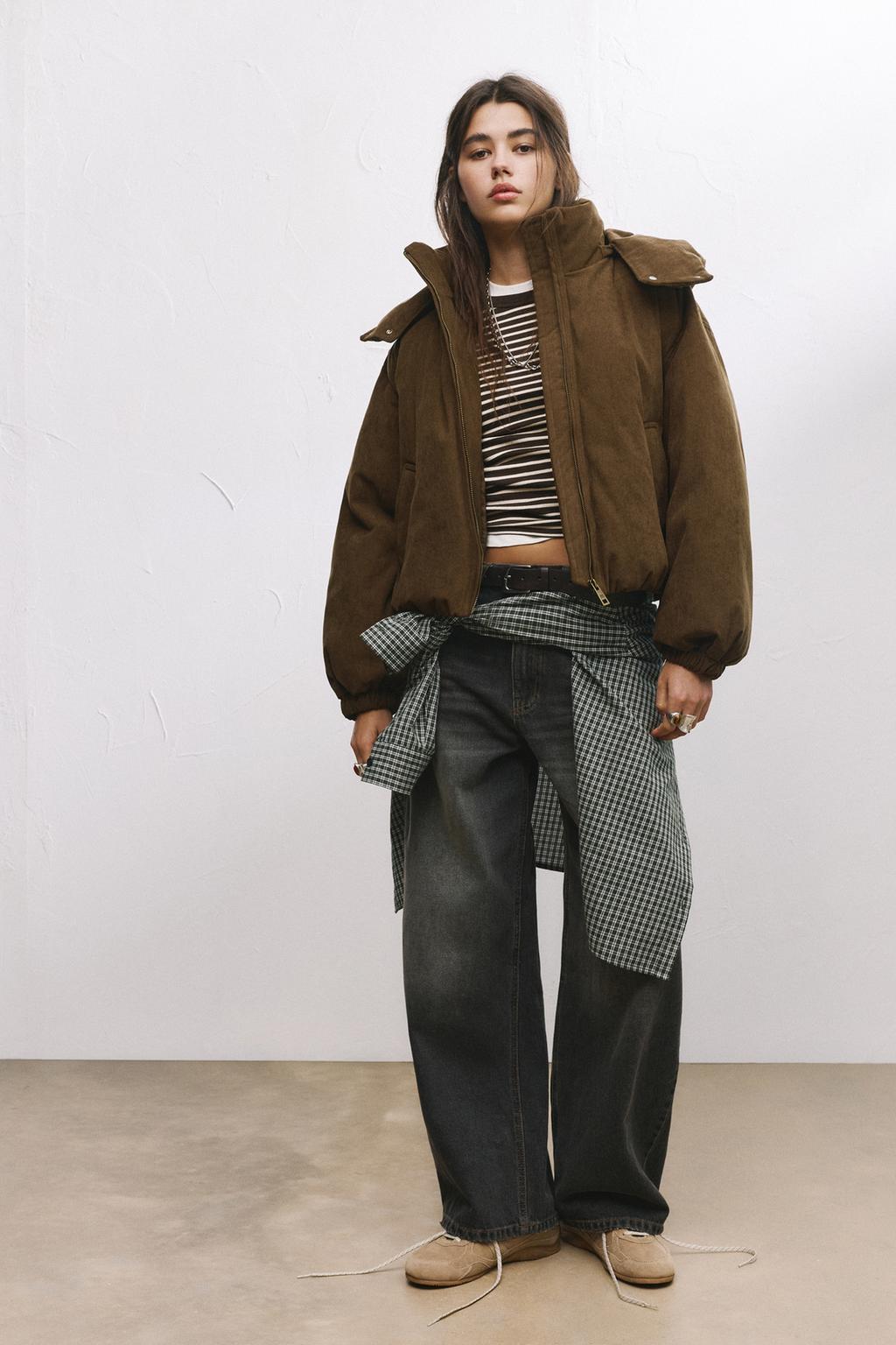 Veste en velours côtelé à capuche pull&bear1