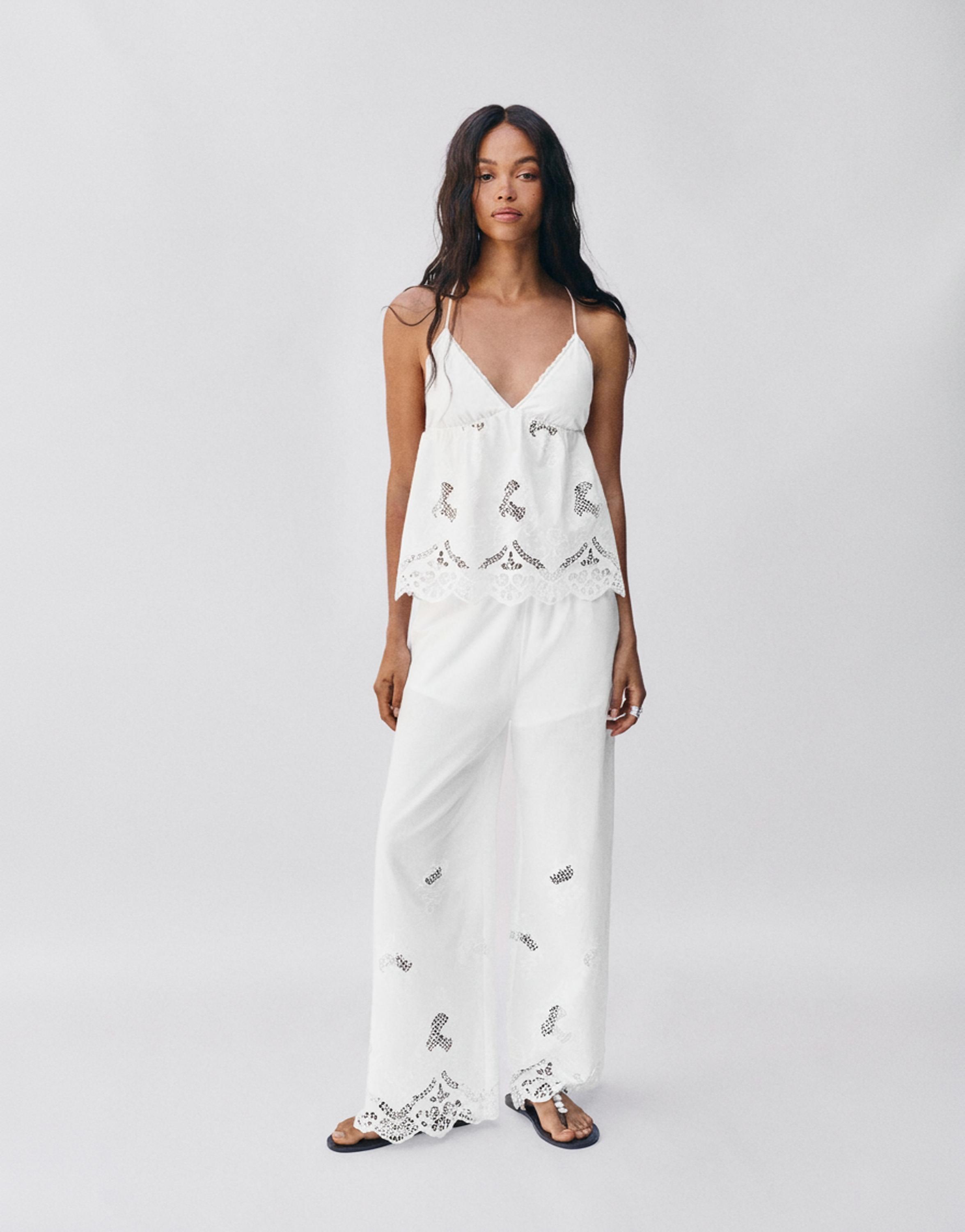 White Swiss embroidery top — White