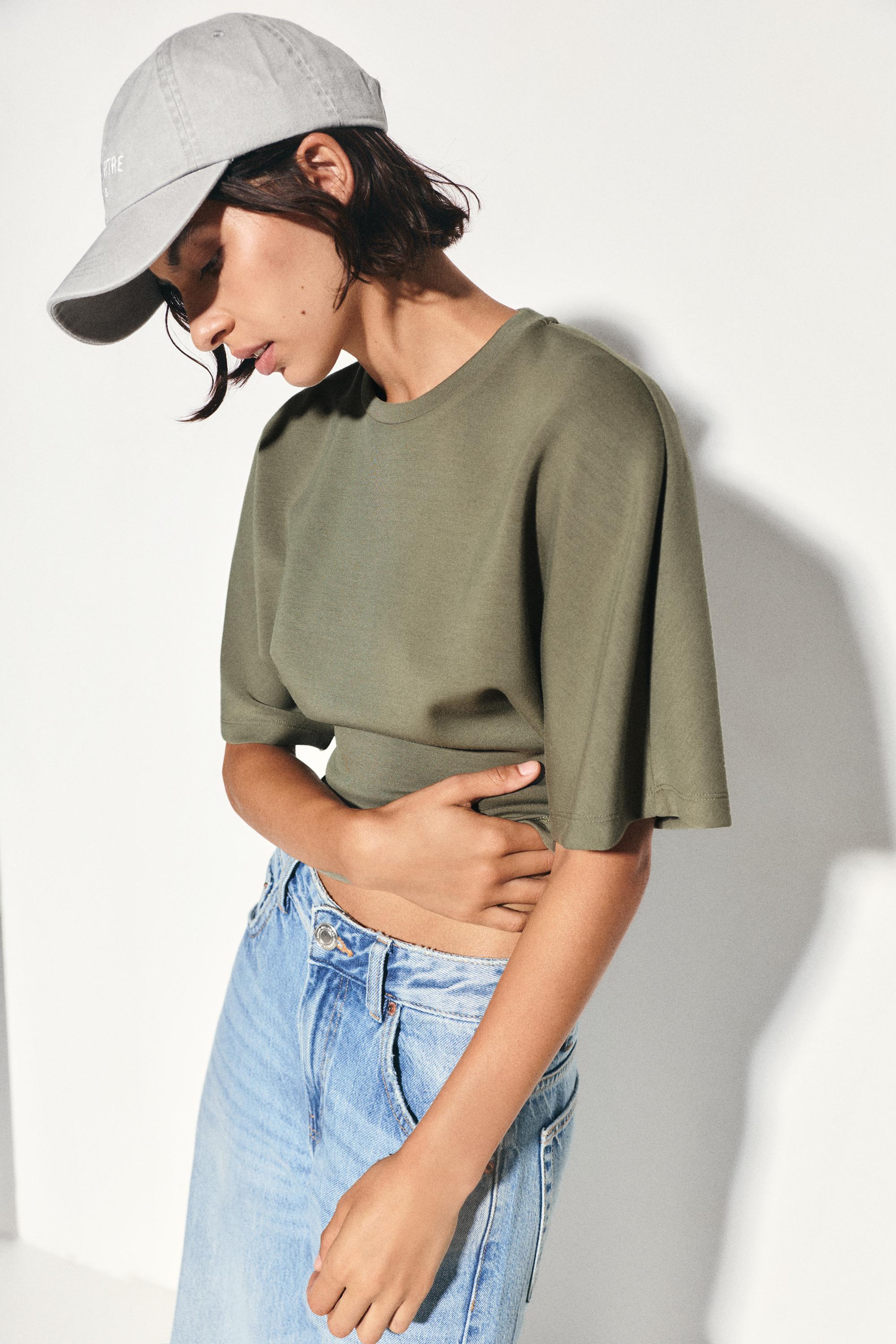 Modal batwing sleeve T-shirt — Khaki