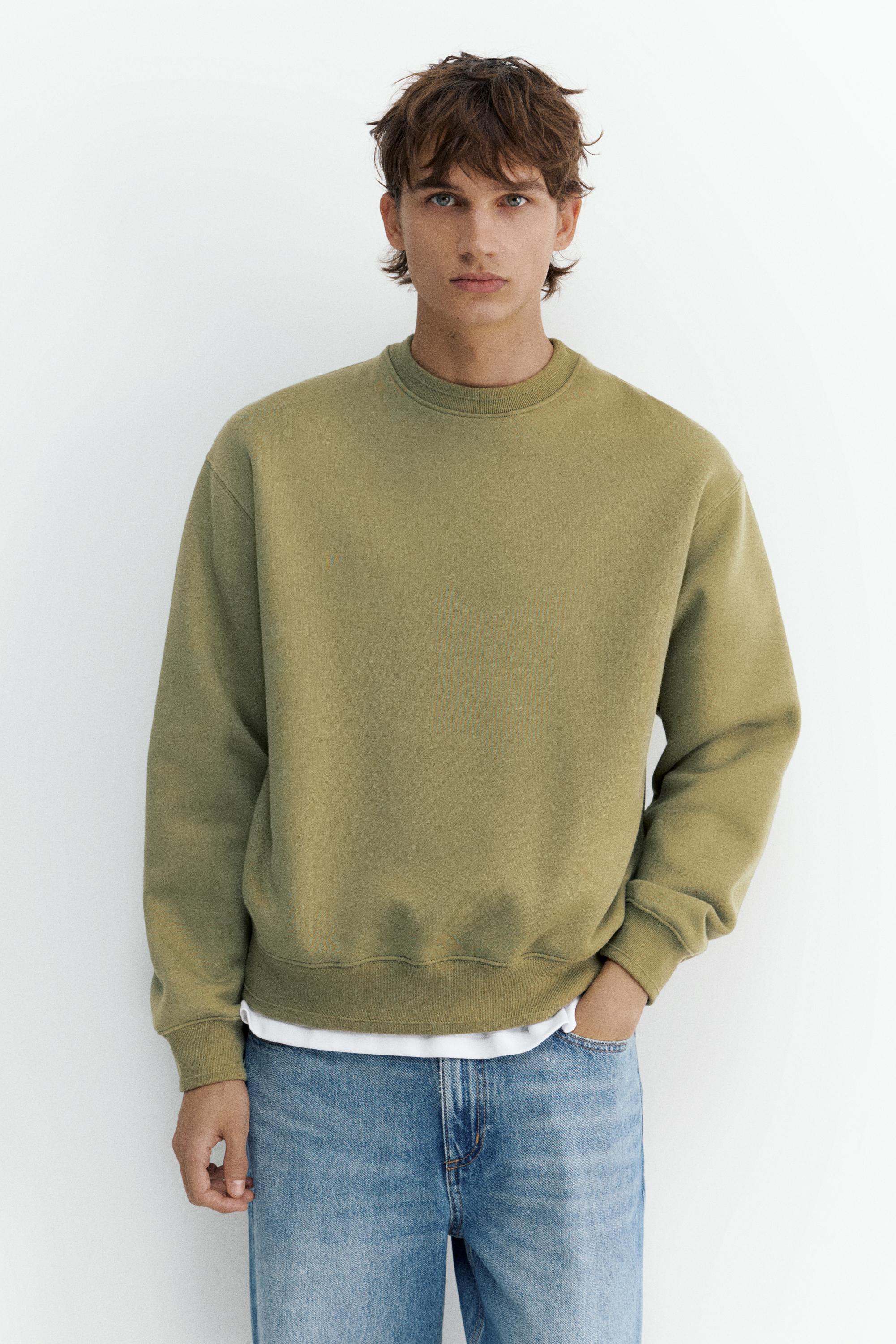 Relaxed fit round neck sweatshirt — Olive