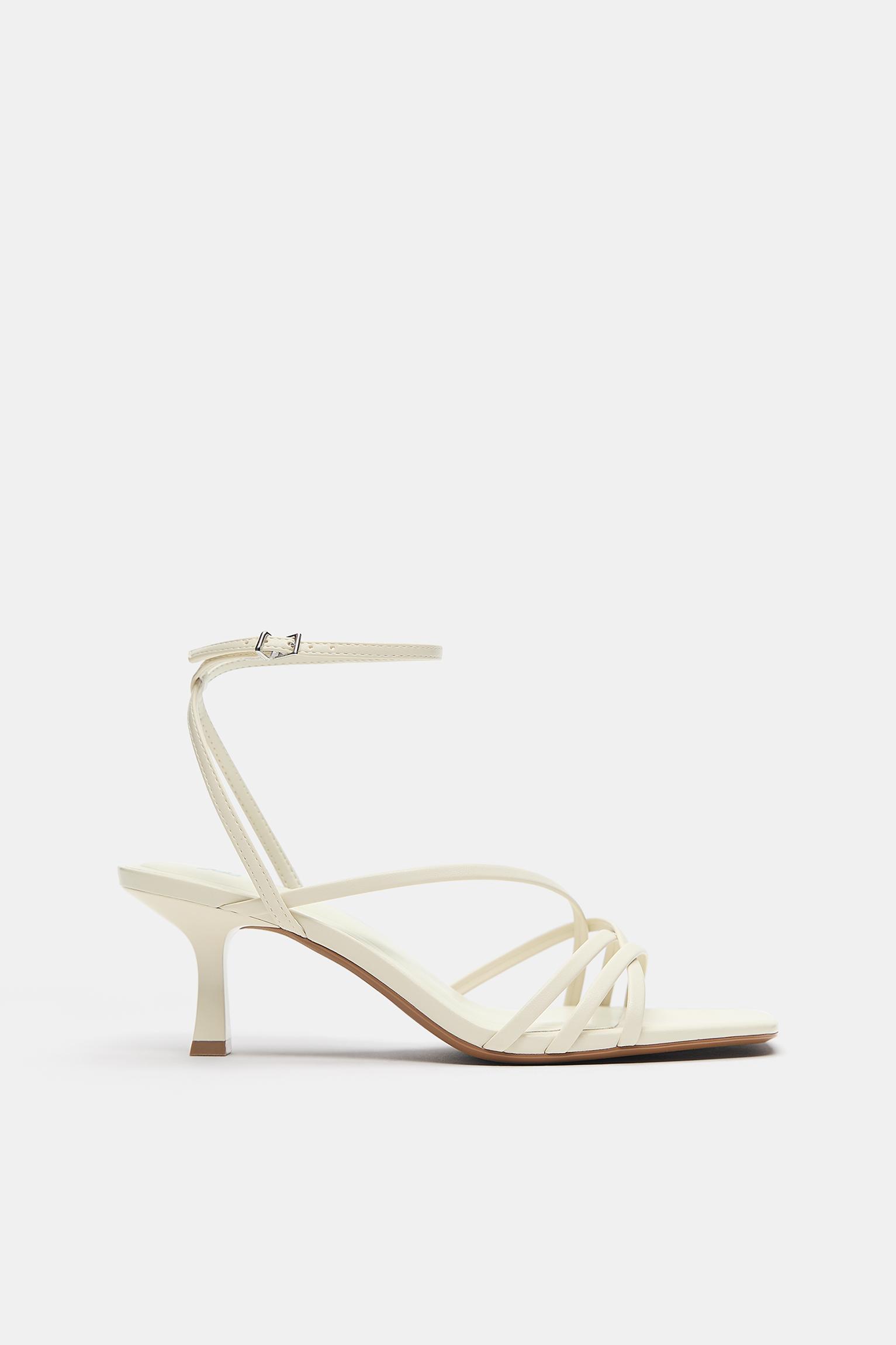 Strappy high-heel sandals — Ecru
