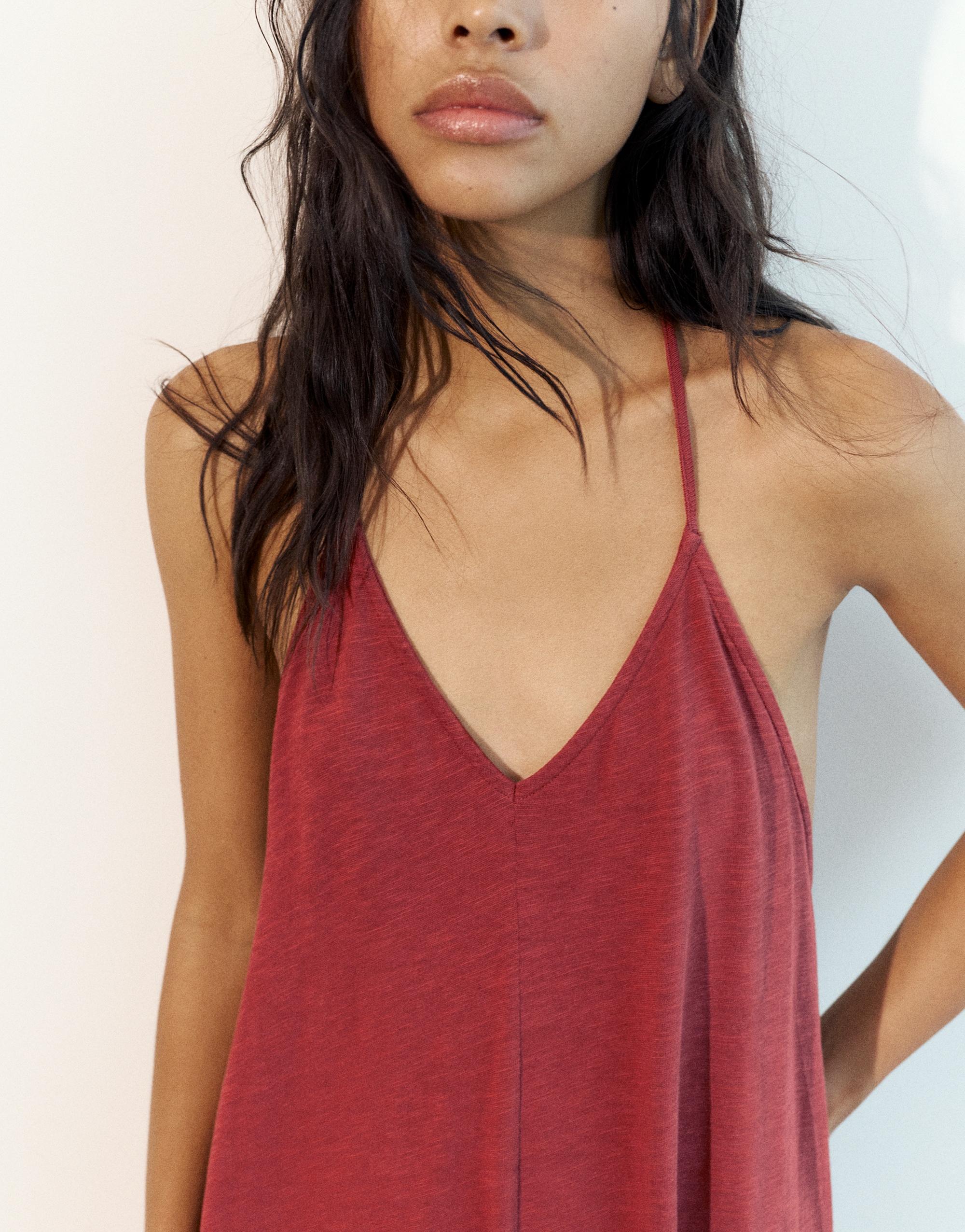 Strappy back midi dress — Russet