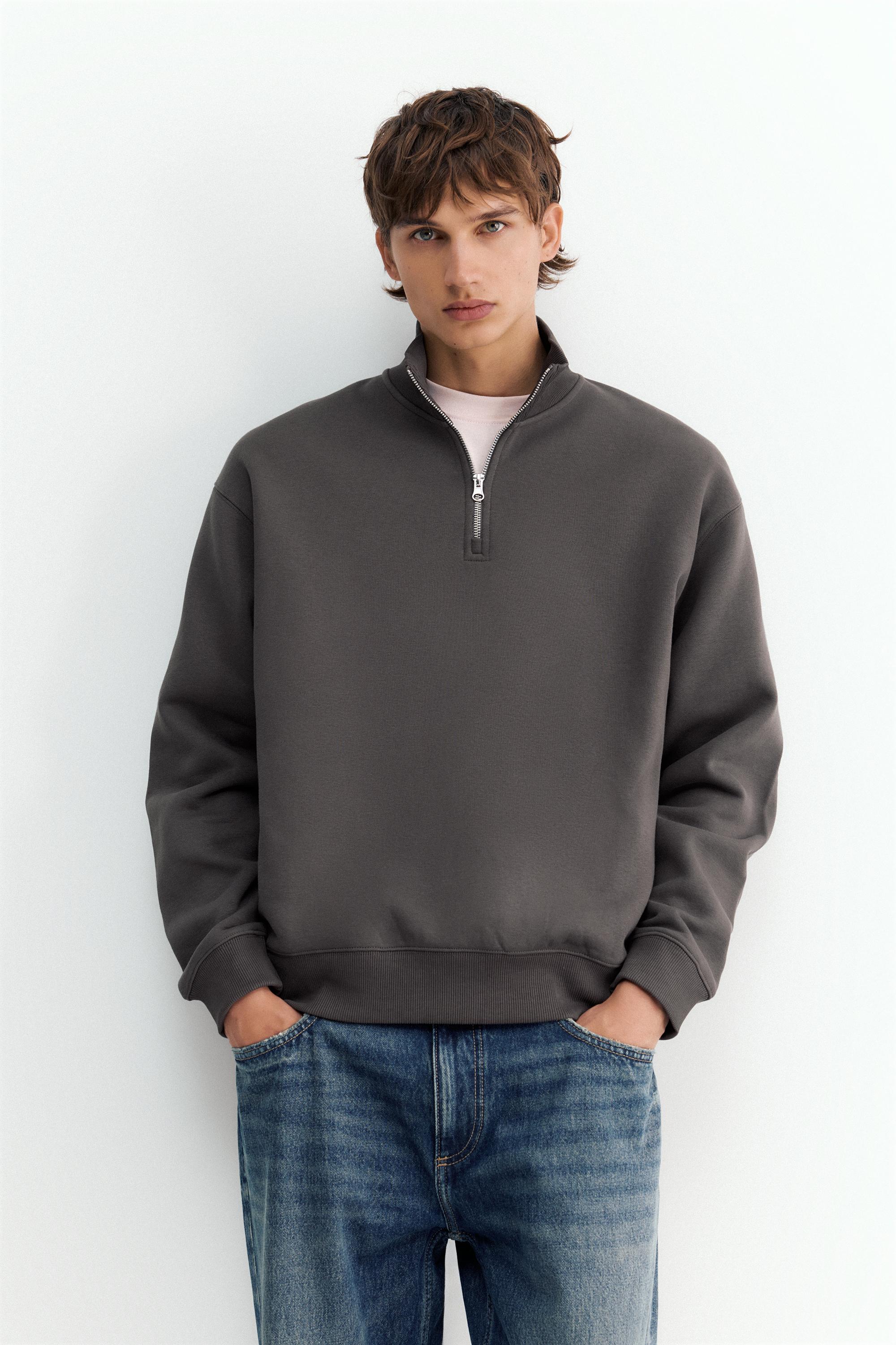 Quarter-zip sweatshirt — Anthracite grey