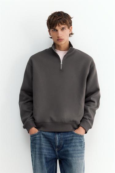 Quarter-zip sweatshirt — Anthracite grey 1