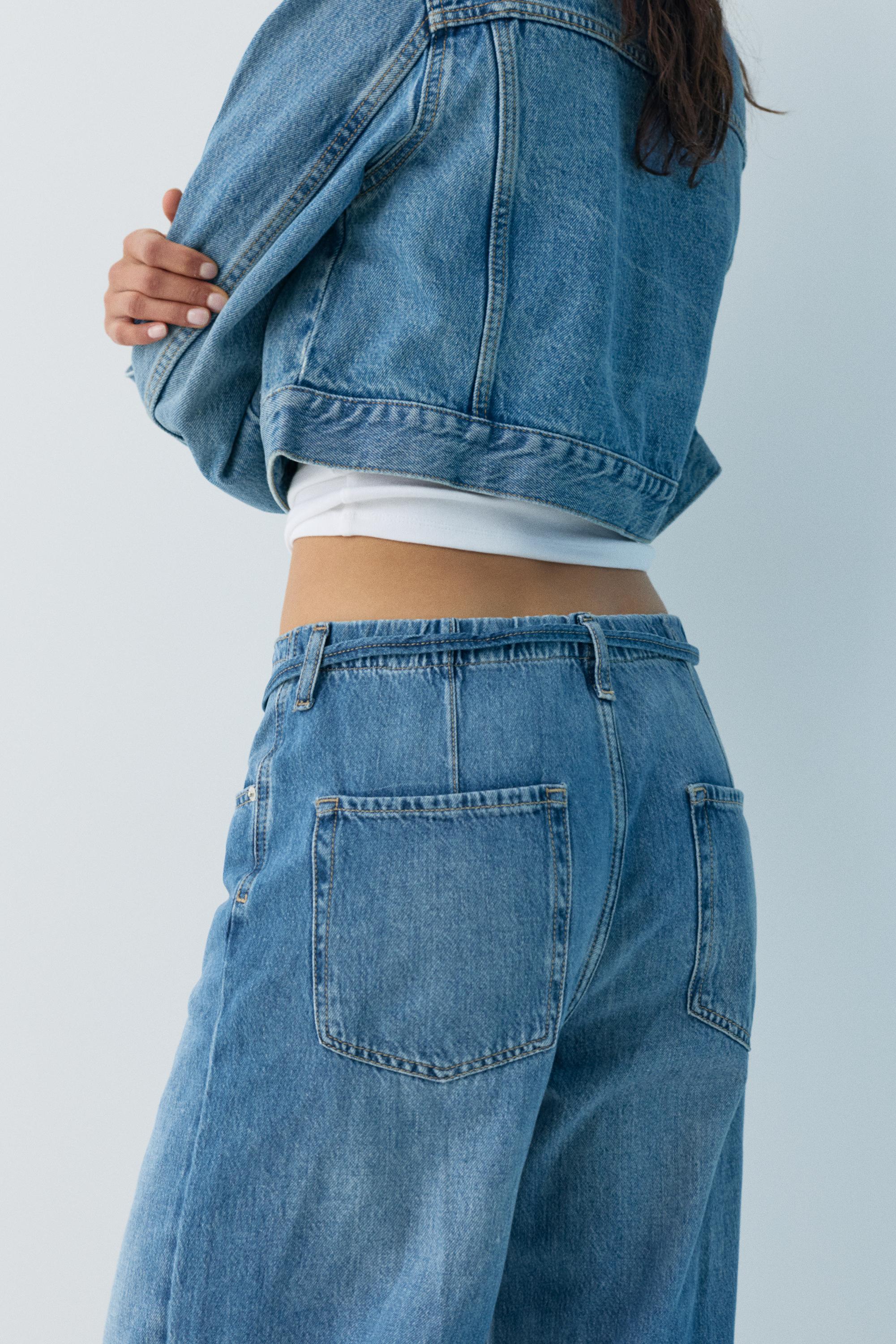 Baggy jeans with drawstring — Medium blue