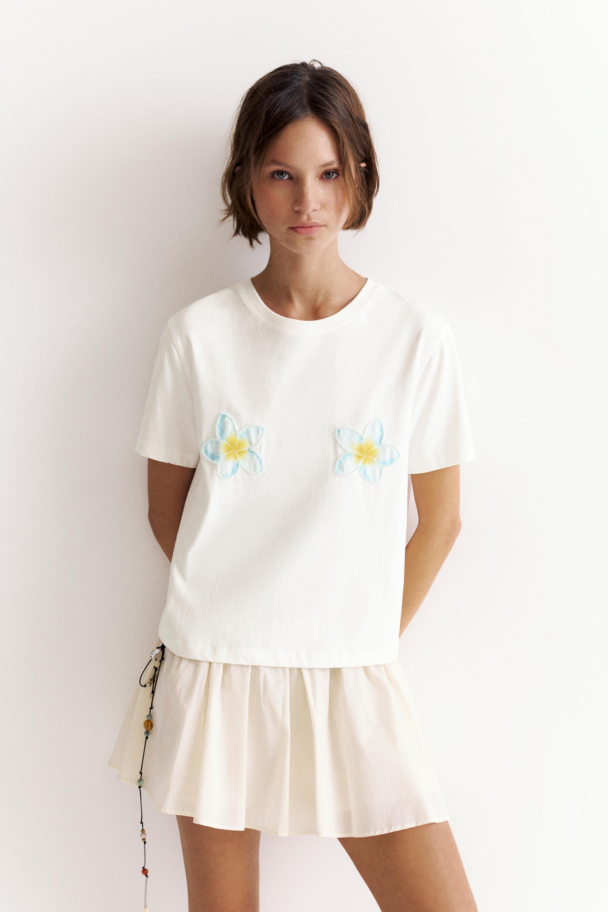 Tahiti floral T-shirt — Ice
